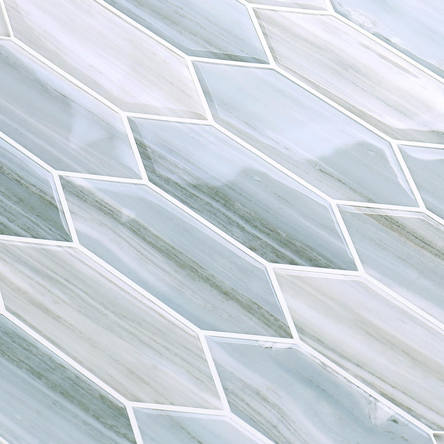 Tilingview 10PCS Peel and Stick Backsplash for Kitchen, Self-Adhesive Vinyl Gel Tile, Wall Tile for Home Decoration (Blue Gray Long Hexagon)