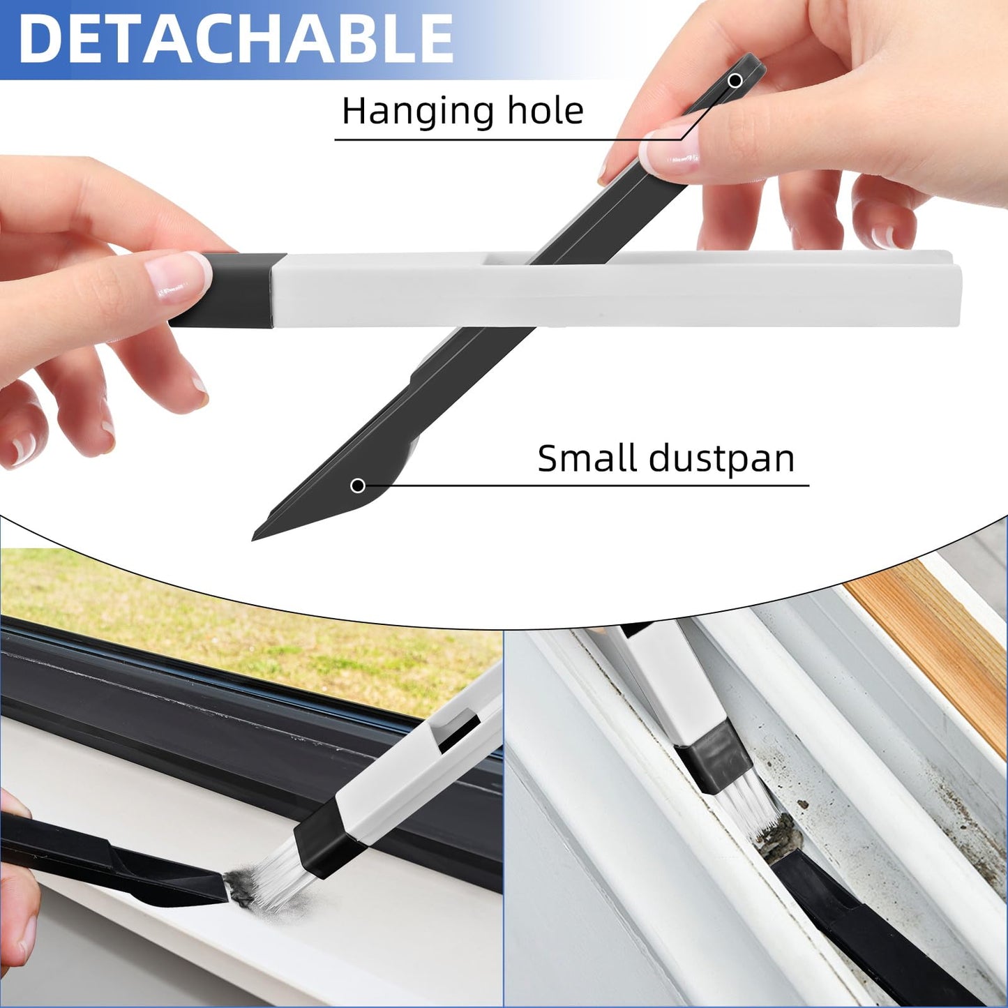 Eduftis 7Pcs Crevice Cleaning Brush, Multifunctional Window Track Cleaning Tools and Window Groove Cleaning Brush, Home Kitchen Bathroom Window Faucets, Easy to Use Cleaner Supplies Tool