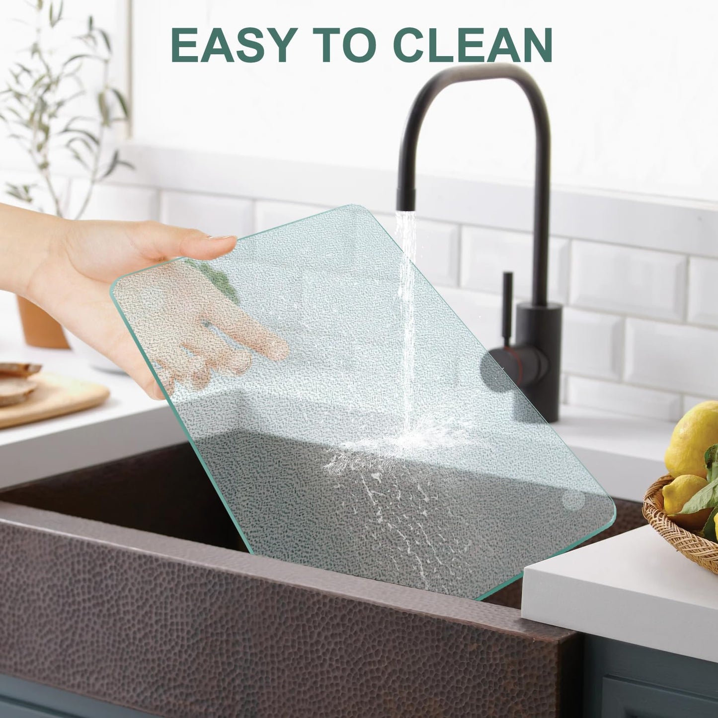 KimiDitt Tempered Glass Cutting Board, 8x12" Glass Cutting Board for Kitchen Counter,Small Size Frosted,with Non-Slip Feet, Scratch Resistant,Heat Resistant