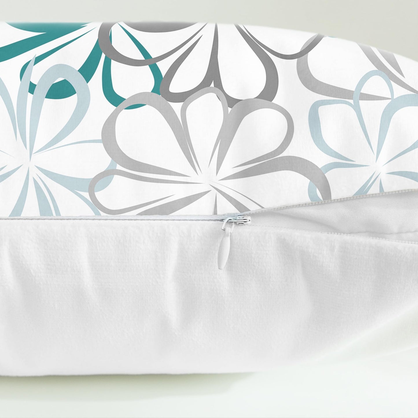 CaliTime Throw Pillow Covers Pack of 2 Cozy Fleece Line Flowers Decorative Cushion Cases for Couch Bed Sofa Farmhouse Decoration 18 X 18 Inches Teal Green Blue Grey