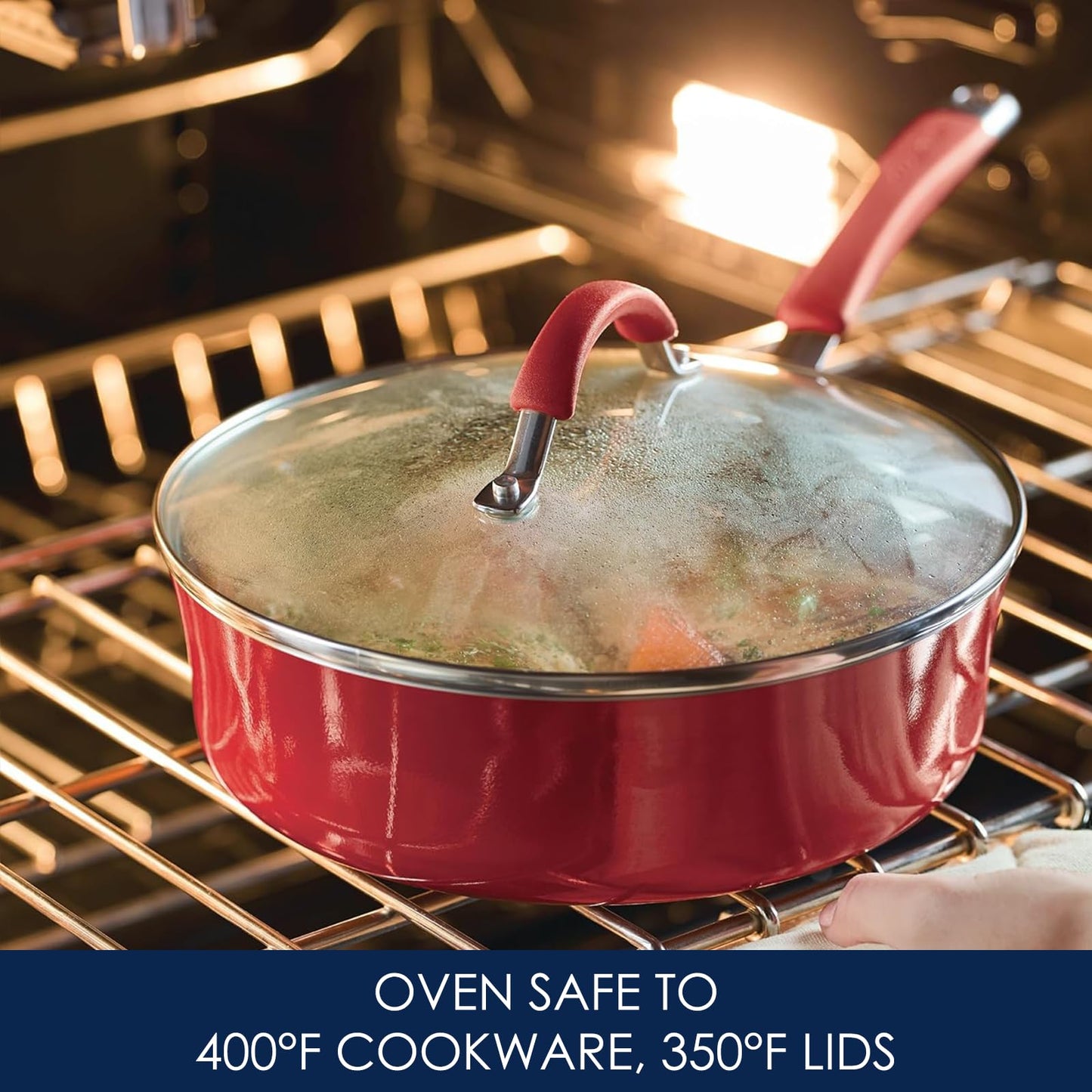 Rachael Ray Cucina Nonstick Cookware Pots and Pans Set, 12 Piece, Cranberry Red