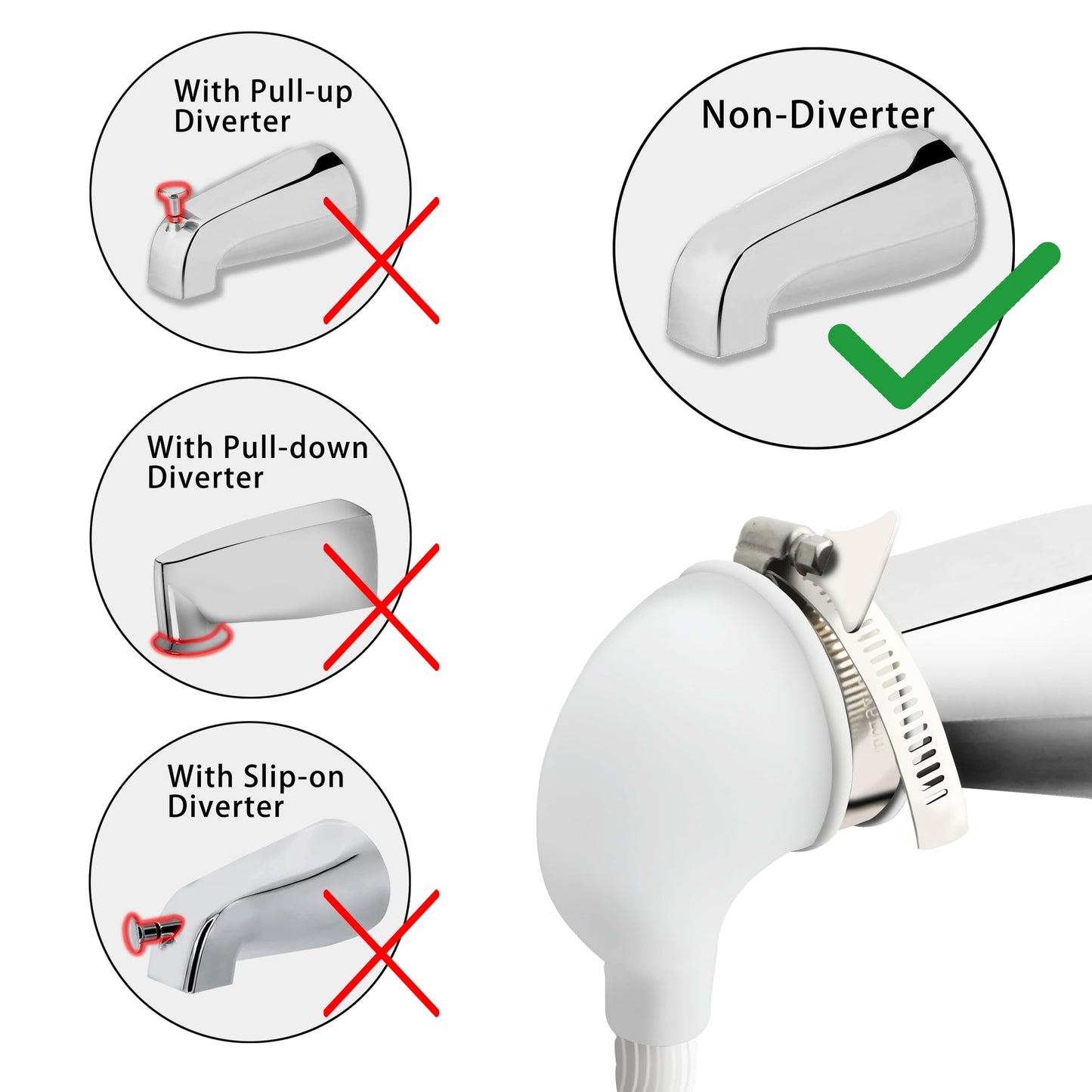 YOO.MEE Upgraded Bathtub Spout Pet Shower for Tub Spouts Without Diverter, Ideal for Pets Showering, Rinsing Hair, Cleaning tub and floor, Fast and Easy Operation