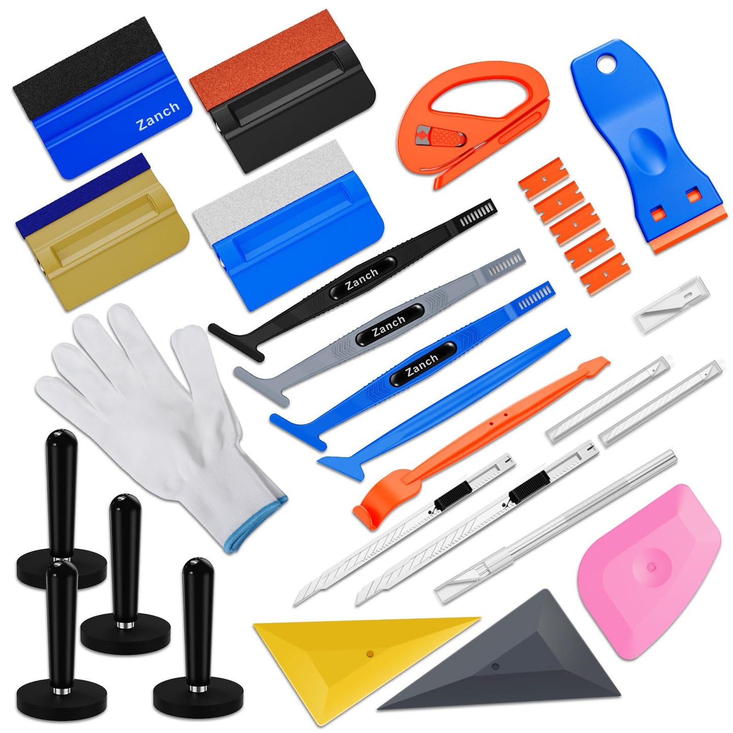 Zanch Vinyl Wrap Tool Kit,Complete Tools for Automotive Vinyl Wrap Film Installation - Deluxe 45pcs Includes Blue Heat Gun