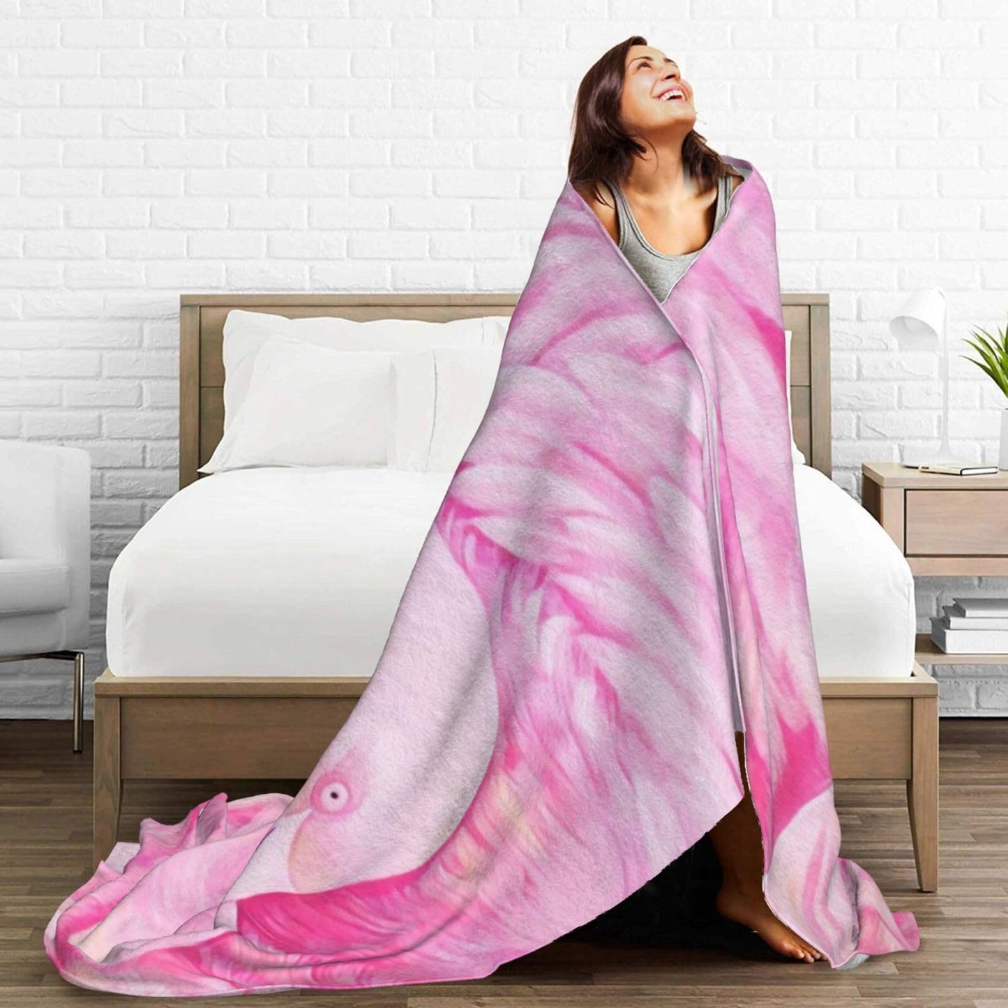 Duduho Pink Flamingo Bed Blanket Ultra Soft Throw Blanket All Season Warm Light Weight Cozy Plush Blankets for Home Bedroom Sofa Chair Travel, 60"X50"