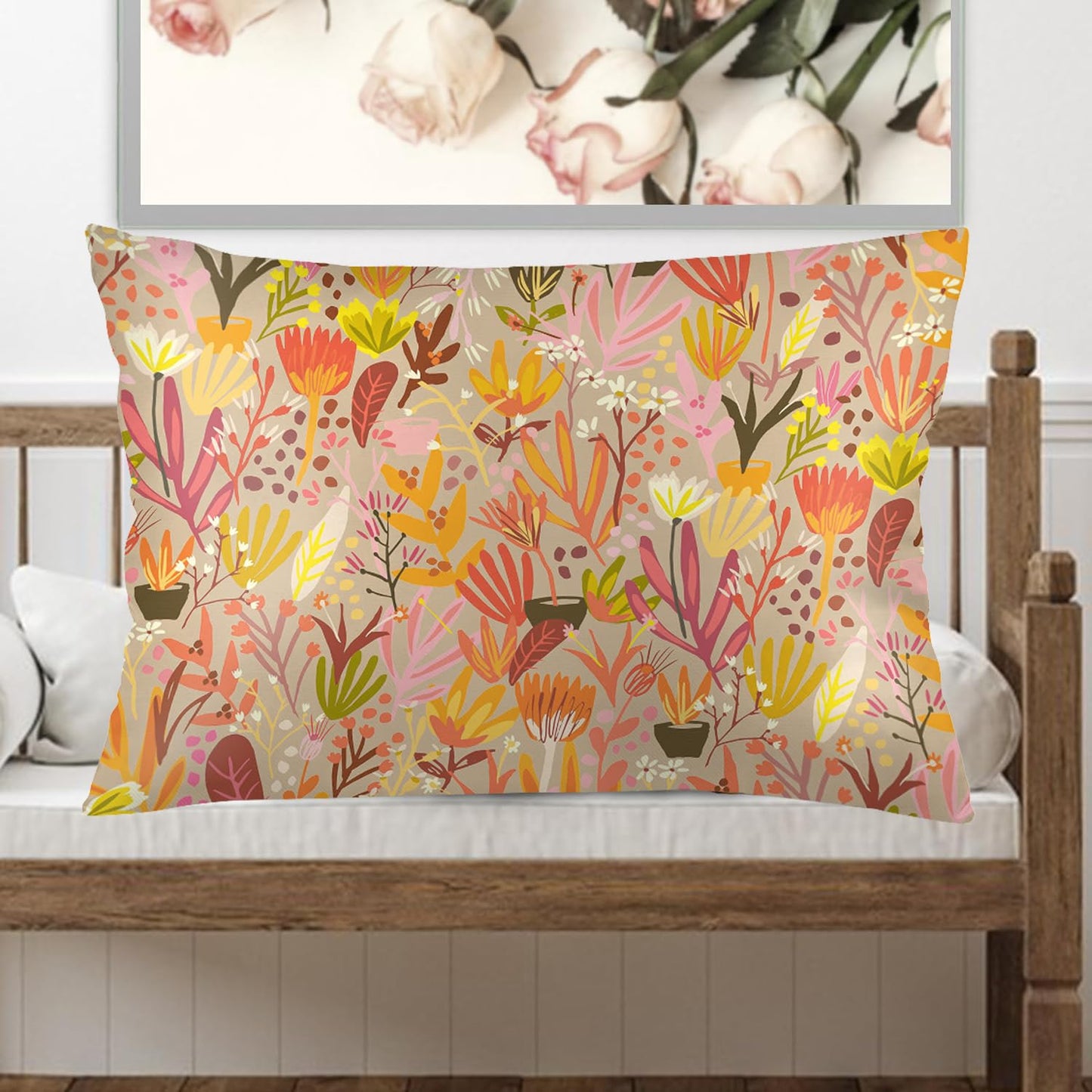 Easternproject Farmhouse Floral Design Pillowcases 20x26 Inch Colorful Flowers Print Pillow Case Soft Bed Throw Pillow Covers for Bedroom Sofa Couch Long Standard