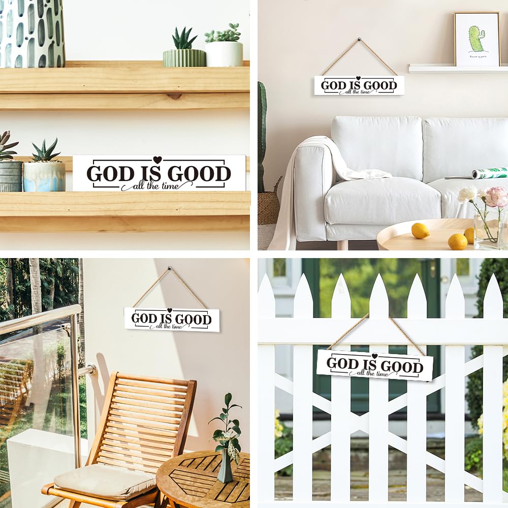 Gkodw God Is Good All the Time Wooden Hanging Plaque, Funny Wood Sign for Home Farmhouse Living Room, Christian Home Decor, Housewarming Gifts for Family, Religious Wall Decor Sign