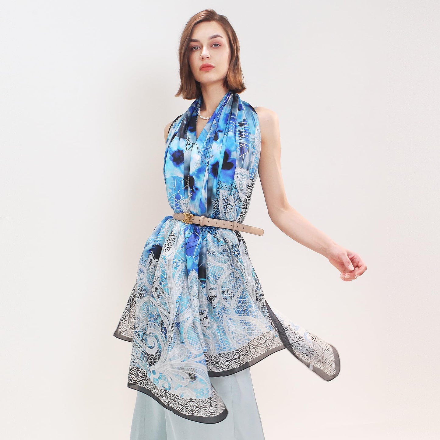 DANA XU 100% Mulberry Silk Pashmina Summer Scarf Extra Large Shawls And Wraps For Evening Dress Women Travel Floral Blanket