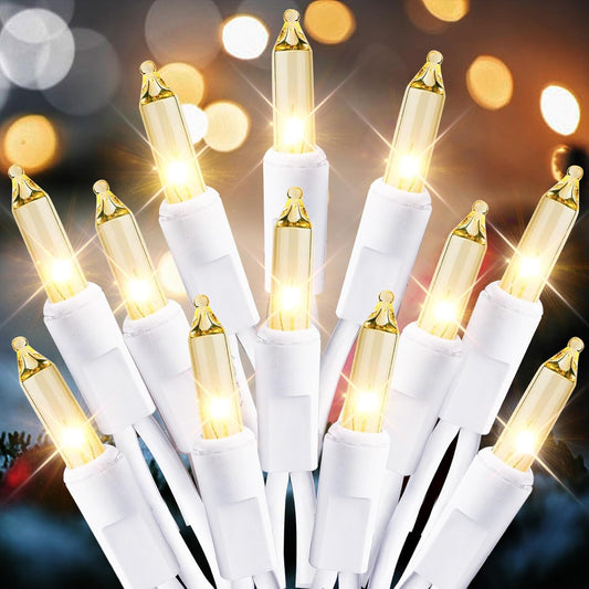 Dirnun Christmas Lights Clear White 70 Count Incandescent Light UL Certified Connectable Christmas Tree Lights with White Wires for Indoor Outdoor Xmas, Wedding, Holiday, Party, Home Decorations