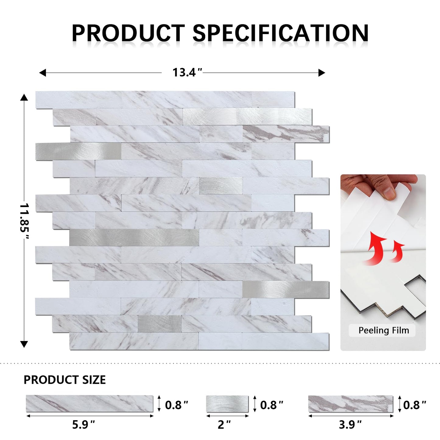 Midcard 10 Sheet Peel and Stick Backsplash Tile, Stick on Tiles for Backsplash Kitchen, Bathroom, Laundry Room, Camper, Fireplace.