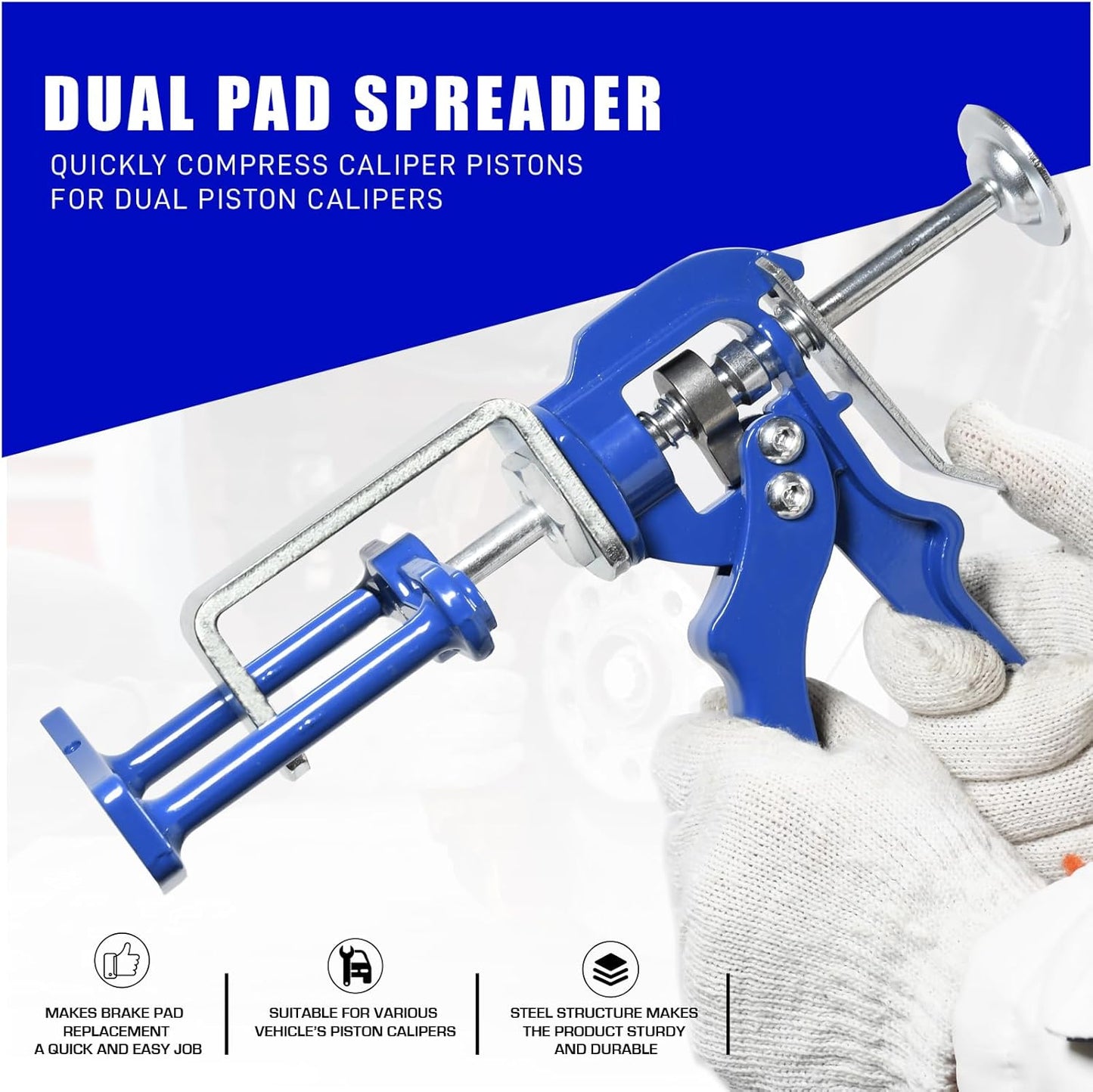 25750 Dual Disc Brake Caliper Compressor Brake Caliper Piston Tool for Automotive Double Piston Brake Pad Replacement