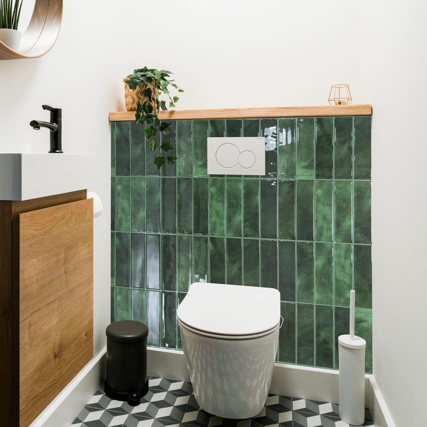 Art3d 11.4 x 9 Inch Heavy-Duty Peel and Stick Backsplash for Home Décor, 10-Pack Vinyl Wall Tiles for Kitchen Countertop, Green