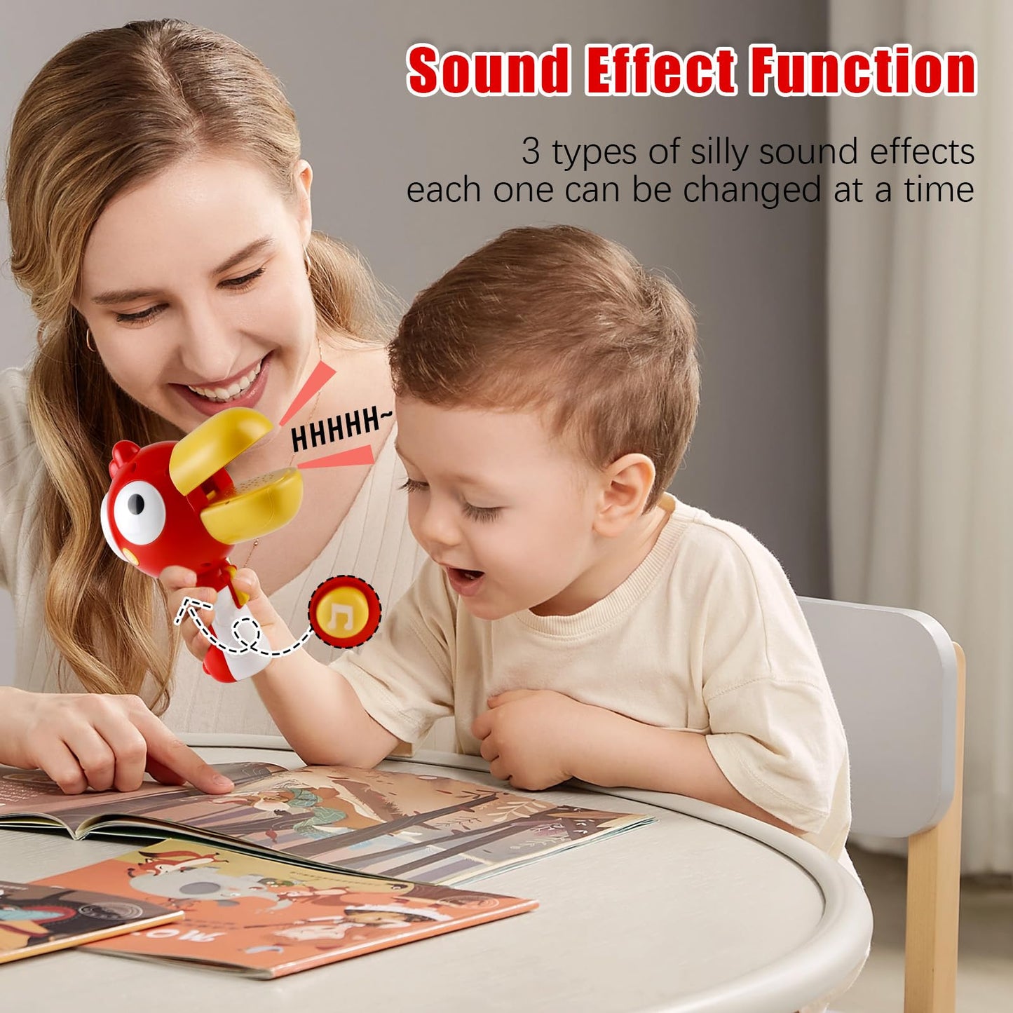 3-IN-1 Voice Changer for Kids, Cartoon Bird Voice Changing Device for Boys & Girls Voice Changer Toy with 3 Different Voice Effects - Megaphone Bullhorn | Recorder | Voice Changer for Pranks (Red)