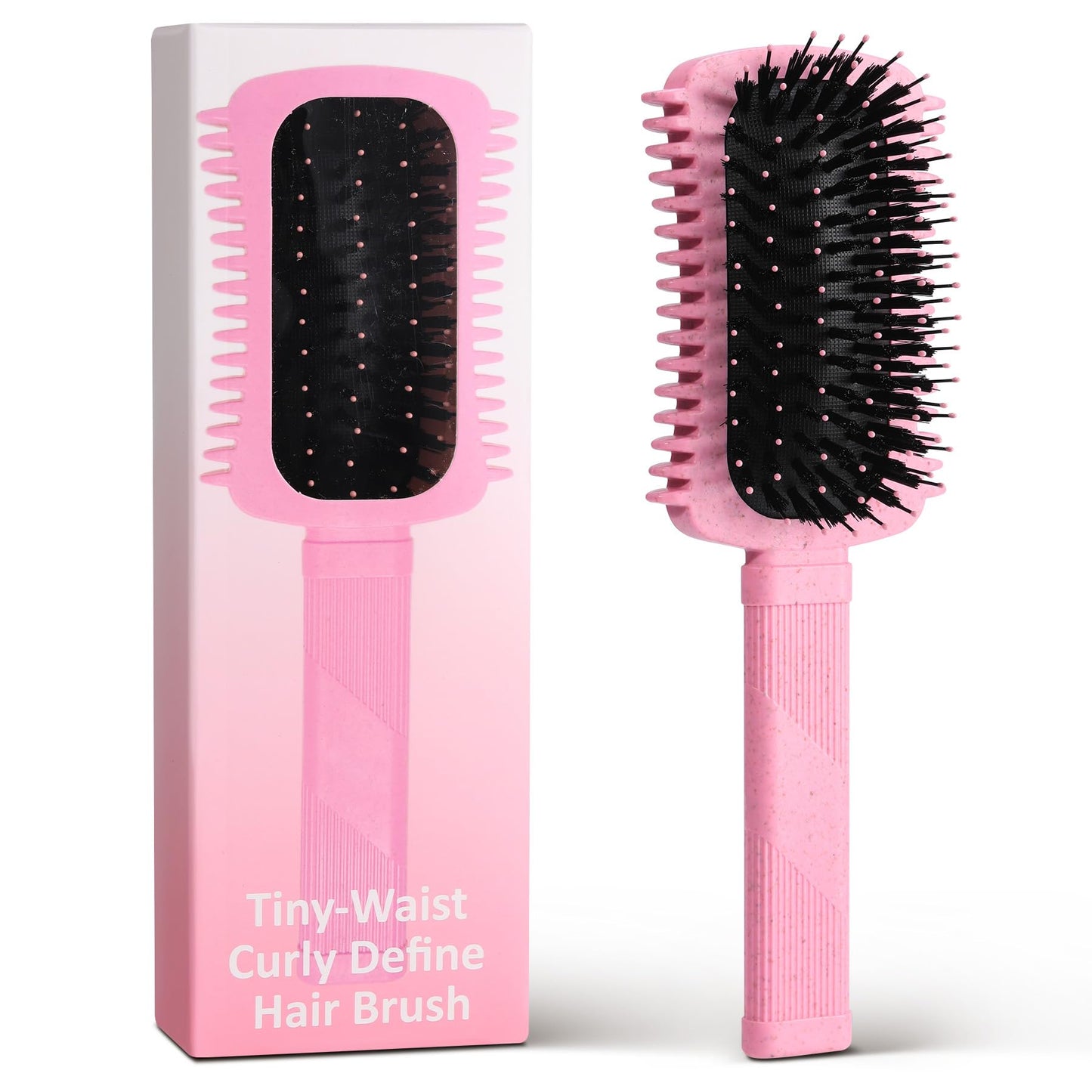 Curl Defining Brush Pink, Volume Curly Hair Brush for Detangling Shaping and Styling Women's Curls, Reduce Pulling
