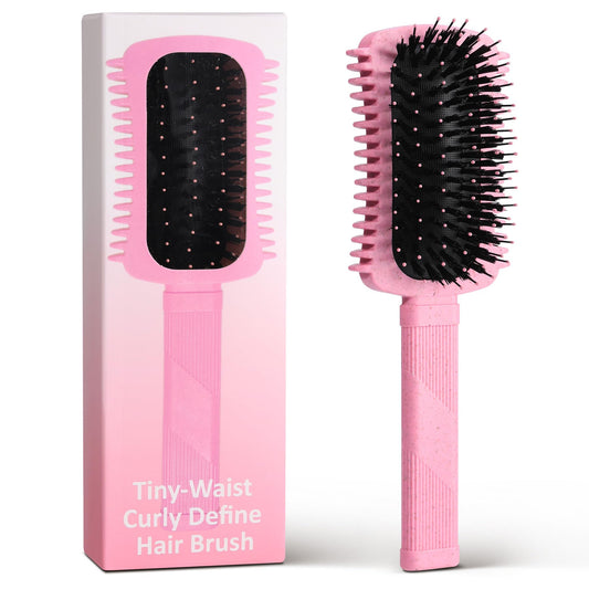 Curl Defining Brush Pink, Volume Curly Hair Brush for Detangling Shaping and Styling Women's Curls, Reduce Pulling