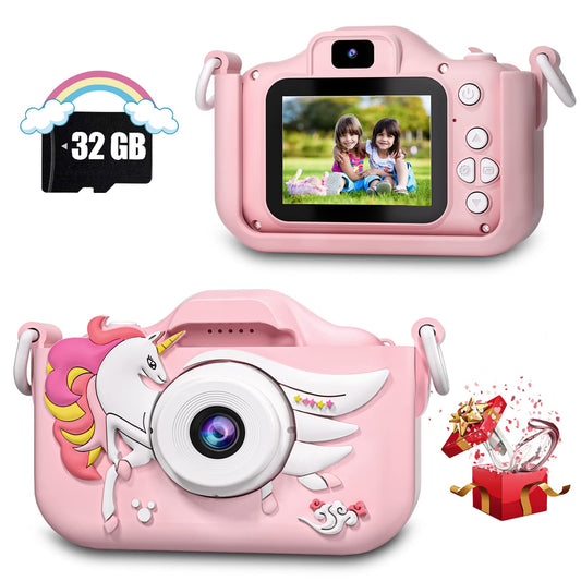 Kids Camera Toys for 6 7 8 9 10 11 12 Year Old Boys/Girls, Kids Digital Camera for Toddler with Video, Christmas Birthday Festival Gifts for Kids, Selfie Camera for Kids, 32GB SD Card