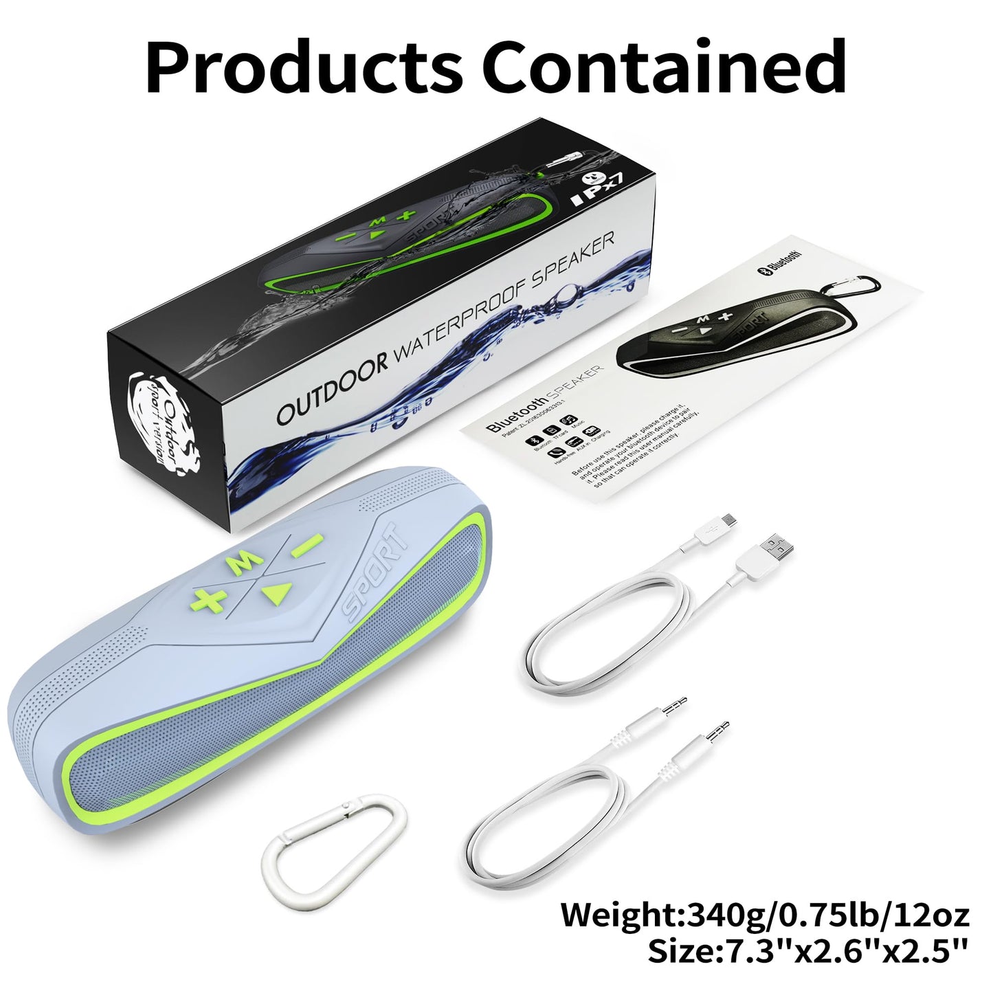 Combess Bluetooth Speaker Waterproof IPX7, Small Portable Speakers Wireless Bluetooth 5.3 with HD Sound 20H Playtime,Shower Speaker for Party Home Travel Outdoor Sports Electronic Gift (Green)