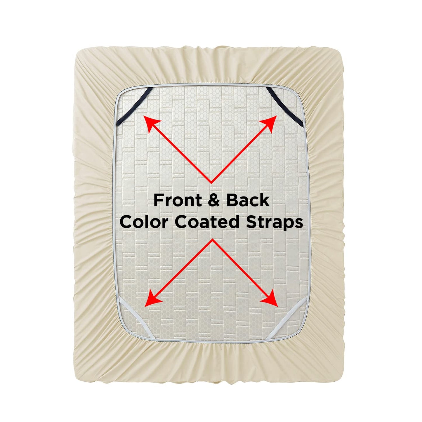 Empyrean Beige Cream Extra Deep Pocket King Fitted Sheet Only, Hotel Luxury King Size Fitted Sheets Easily Fits 18 to 24 Inch Mattress, Super Soft, Wrinkle-Free Bottom Sheets with Corner Straps