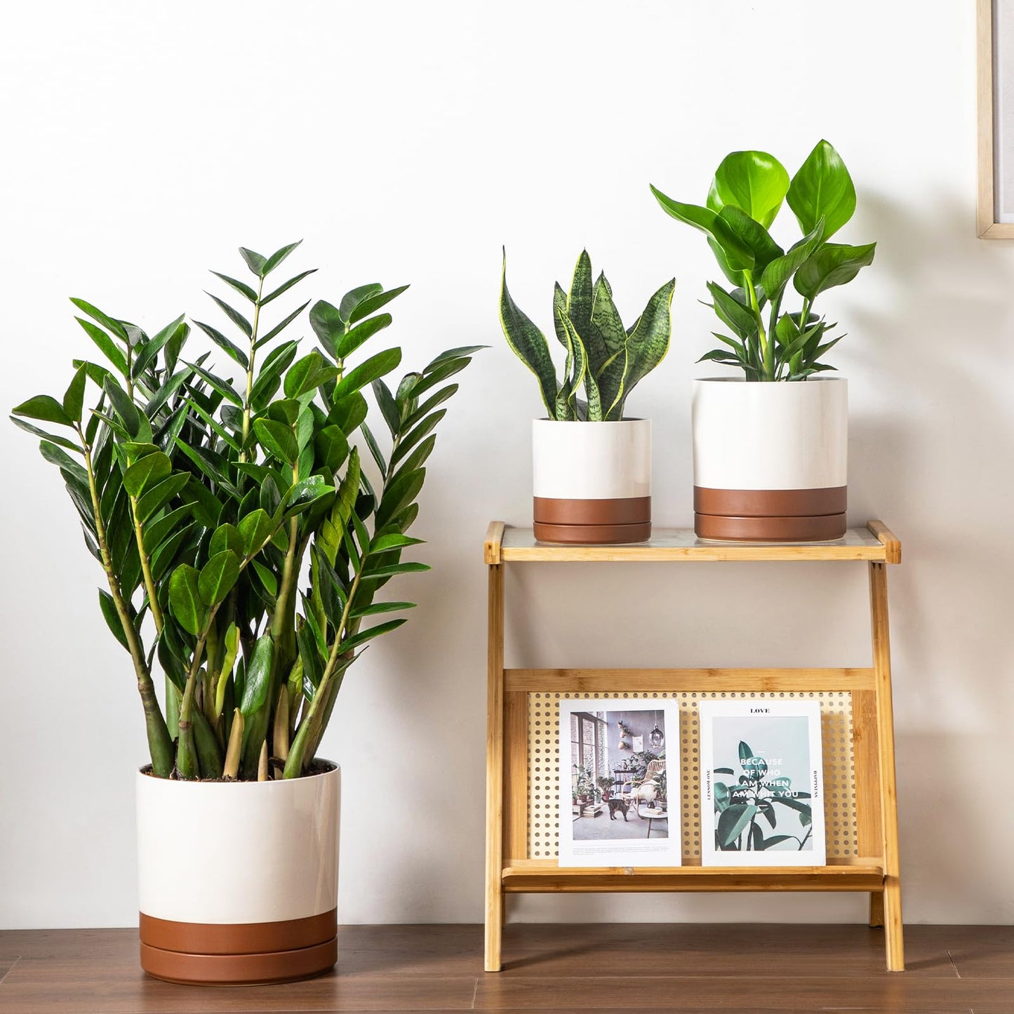 vancasso Ceramic Pots for Plants, Plant Pots for Indoor Plants, 6.25+8.25+10.25 Inch Ceramic Planters, Flower Pots with Drainage Holes, Planters Pot for Indoor House Plants, Set of 3, Khaki