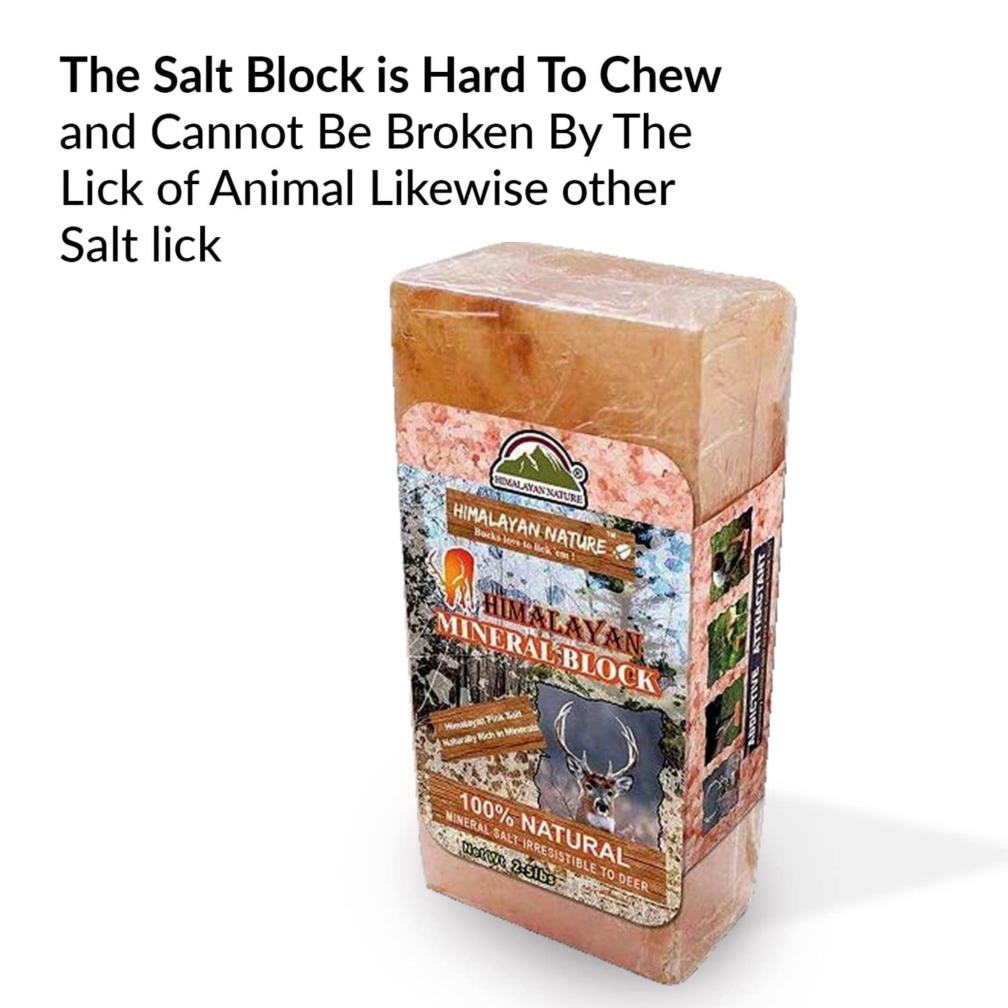 Himalayan Nature 100% Natural Himalayan Rock Deer Salt Block - Animal Licking Mineral Salt Block, Natural Feed Salts Blocks, 5 Lbs, 2x4x8 inch, Pack of 1