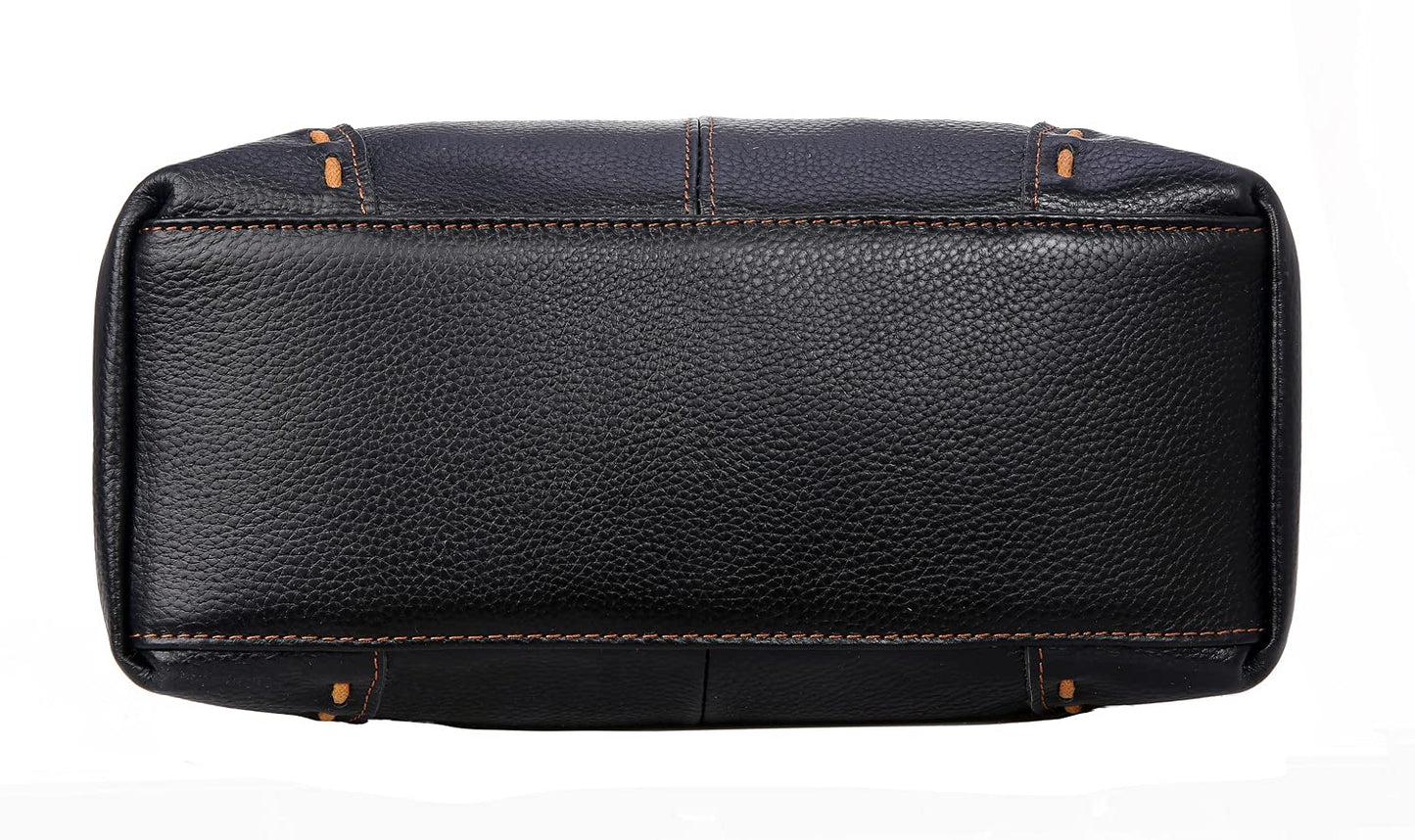 HESHE Leather Purses and Handbags for Women Retro Crossbody Bags Satchel Hobo Purse Ladies Shoulder Bags Cross Body Bag Designer Tote (Black)