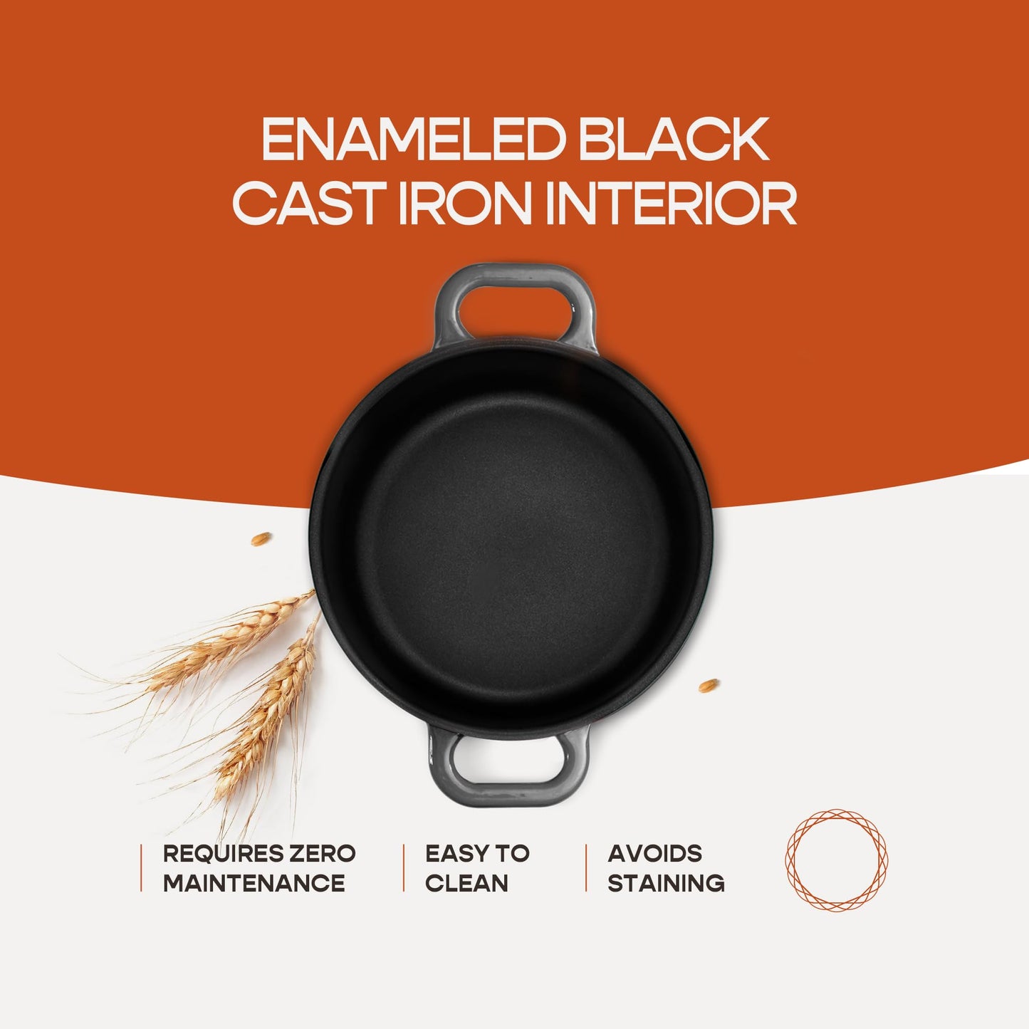 Krustic Enameled Cast Iron Dutch Oven for Sourdough Bread Baking | 6 Quart Pot with Lid | 10 Inch Ceramic Enamel Thick Coated Cookware Set with Non Stick Silicone Baking Mat for Cooking (Grey)