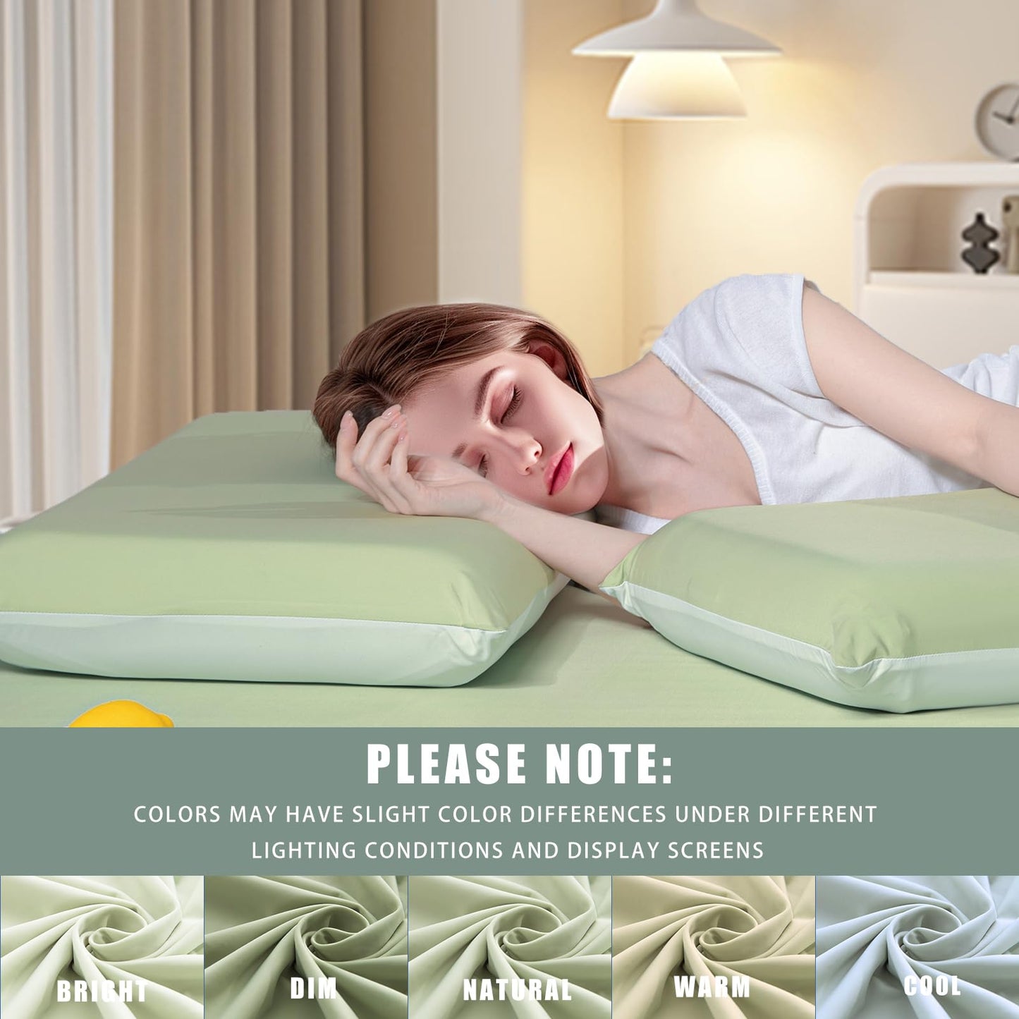 TELUS Cooling Pillowcases Standard Size 2-Pack, Silky Soft Breathable Pillow Case with Envelope Close, Stay Cool Pillow Cover for Hot Sleepers and Night Sweats, 20x26 Inch, Green