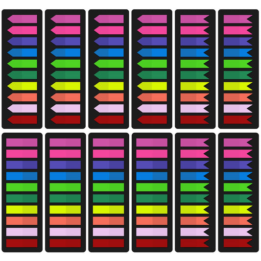 KICNIC 1500 Pieces Page Markers Sticky Index Tabs, Arrow Flag Tabs Self Adhesive, Colored Notes Tab Stickers for Notebook, Documents, Books [10 Colors, 3 Designs] Sticks Securely, Removes Cleanly