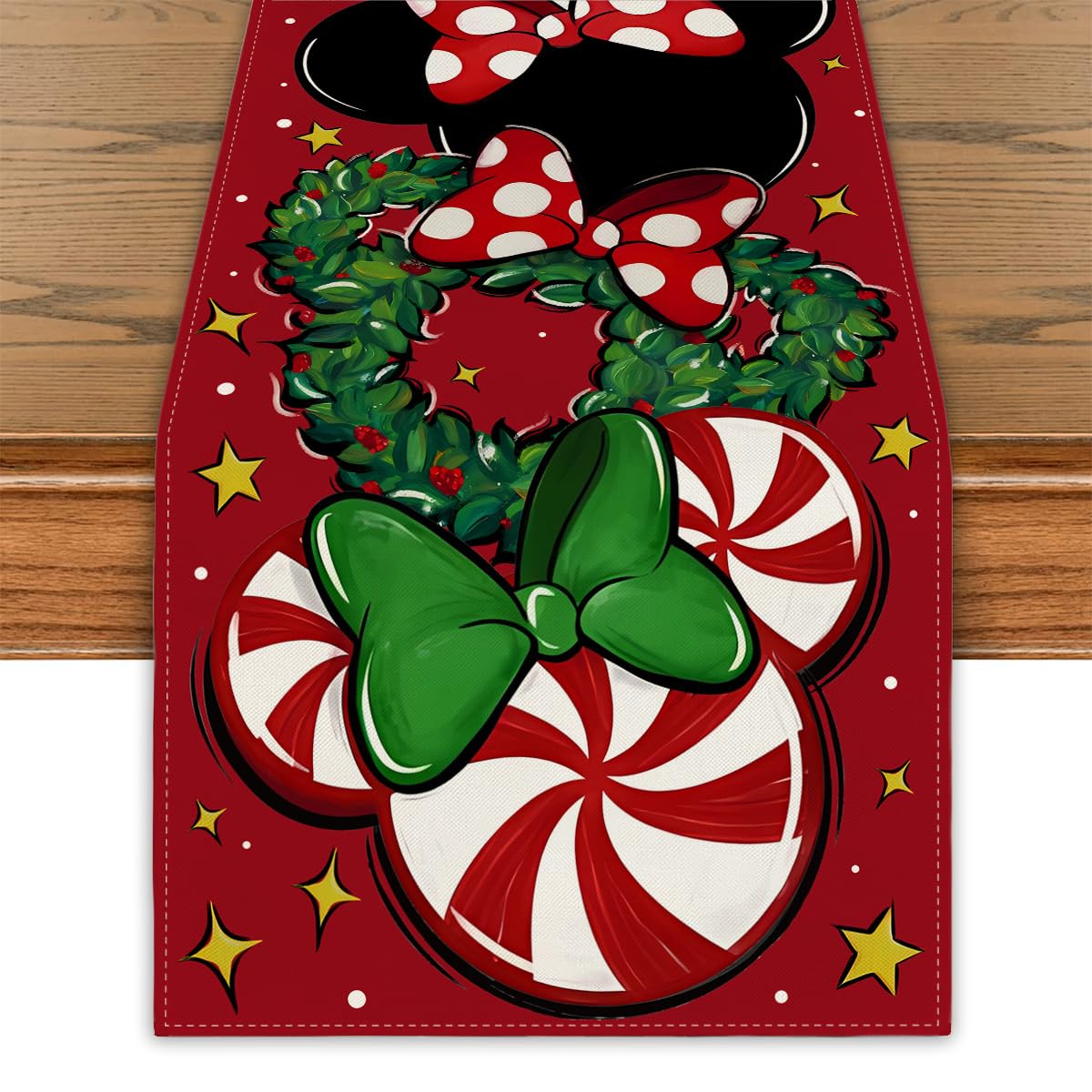 Christmas Table Runner Christmas Cartoon Mouse Table Cover New Year Winter Xmas Decor Red Christmas Decorations for Home Party
