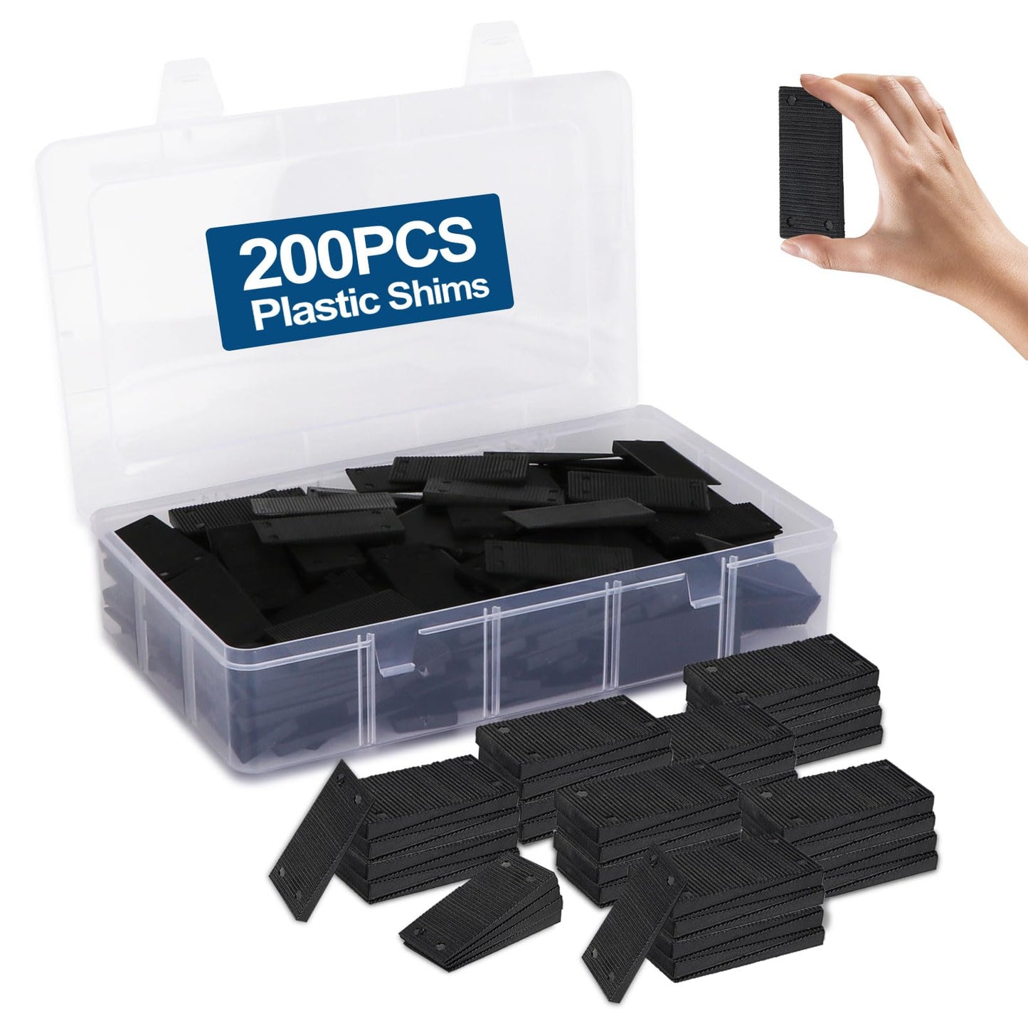 Hokimder 200 Pcs Plastic Shims, Multi Purpose Plastic Shims for Leveling, Heavy Duty Composite Shims and Wedges, Anti-Skid Leveling Shims for Table, Toilet, Cabinets Furniture