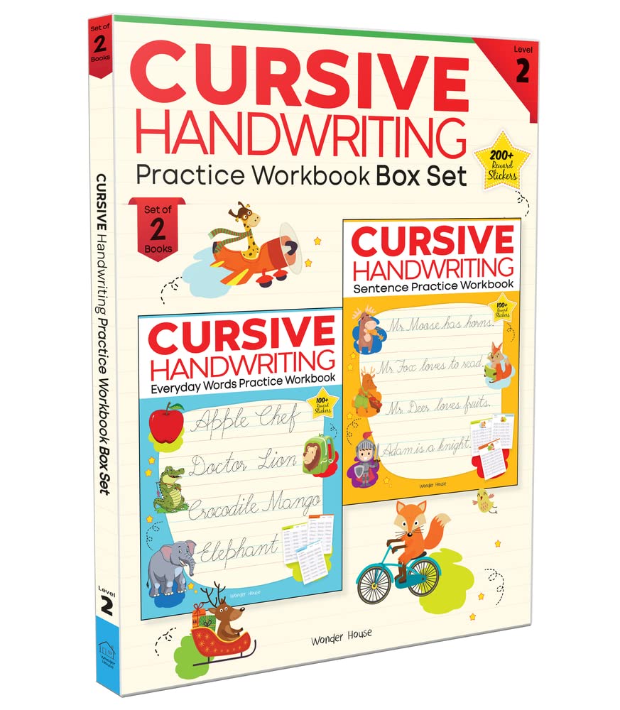 Cursive Handwriting: Everyday Letters and Sentences: Level 2 Practice Workbooks For Children (Set of 2 Books)