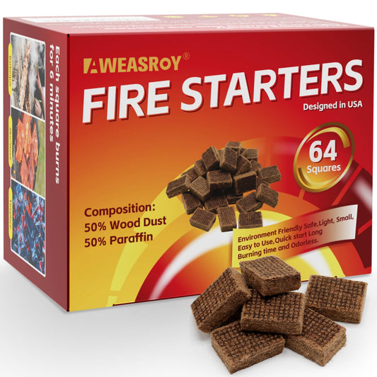 Fire Starter Squares 192 - Fire Starters for Fireplace,Chimney,BBQ Grill,Camping Fire,Wood Stove - Water Resistant and Safe Odourless - Camping Accessories