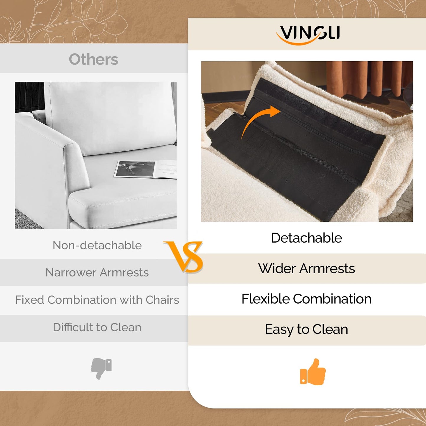 VINGLI Oversized Sofa Chair and a Half with Deep Seat & Movable 2-Layer Ottoman Set, Comfy Cloud Sofa Bed with Chaise, 1-Seater Modular Sectional Sleeper Couch for Living Room, Teddy-Fleece, Beige