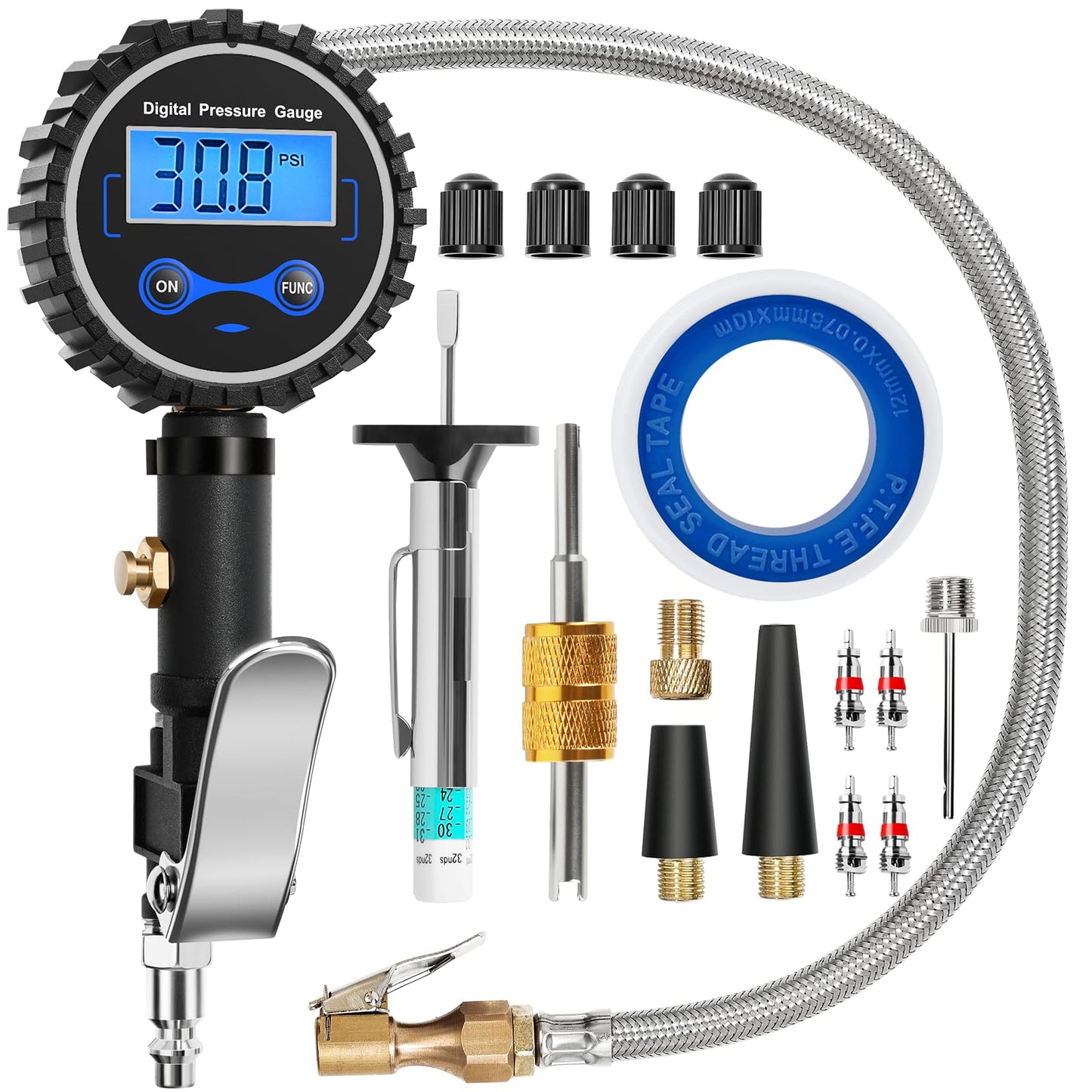 Vondior Tire Pressure Gauge (0-100 PSI) - Certified ANSI B40.1 Tire Gauge for Cars and Trucks, Large 2" Glow Dial Easy-Read Tire Gauges for Tire Pressure Car Accessories