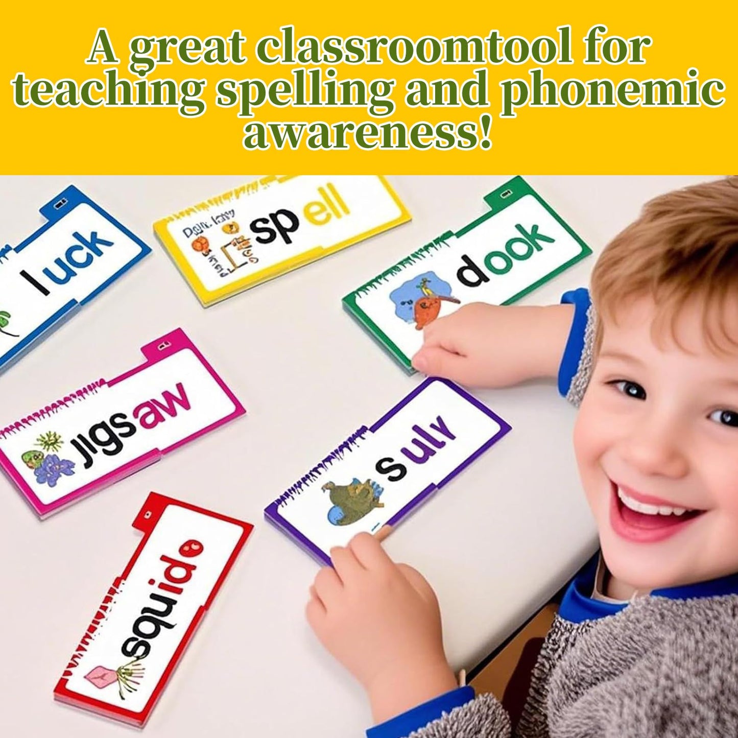 ZREVSB Word Families Learn to Read Flash Cards Set, Phonics and Sight Words with Activity Book, Read and Rhyme Flip Activity Book, Reading Games 30 Pieces