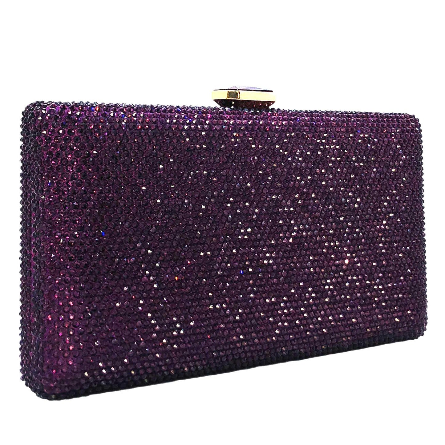 Boutique De FGG Purple Crystal Evening Bags for Women Formal Party Box Clutch Wedding Rhinestone Handbags Bridal Clutch Purse,Mini