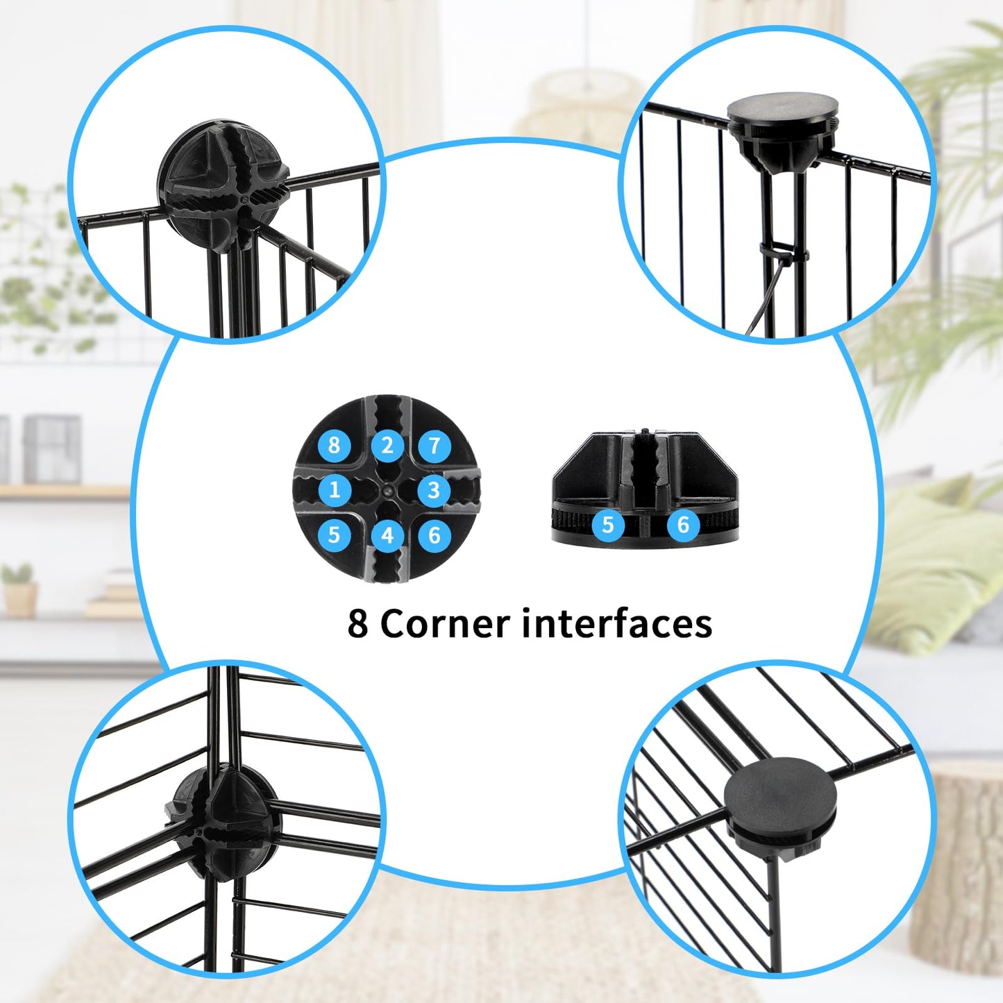 Midollarle Pet Playpen with Mat, Small Animal Cage with Mat, Guinea Pig Cages, Puppy Pen for Indoors with Colorful Mat, 12 Panels Interior Metal Wire Yard Fence