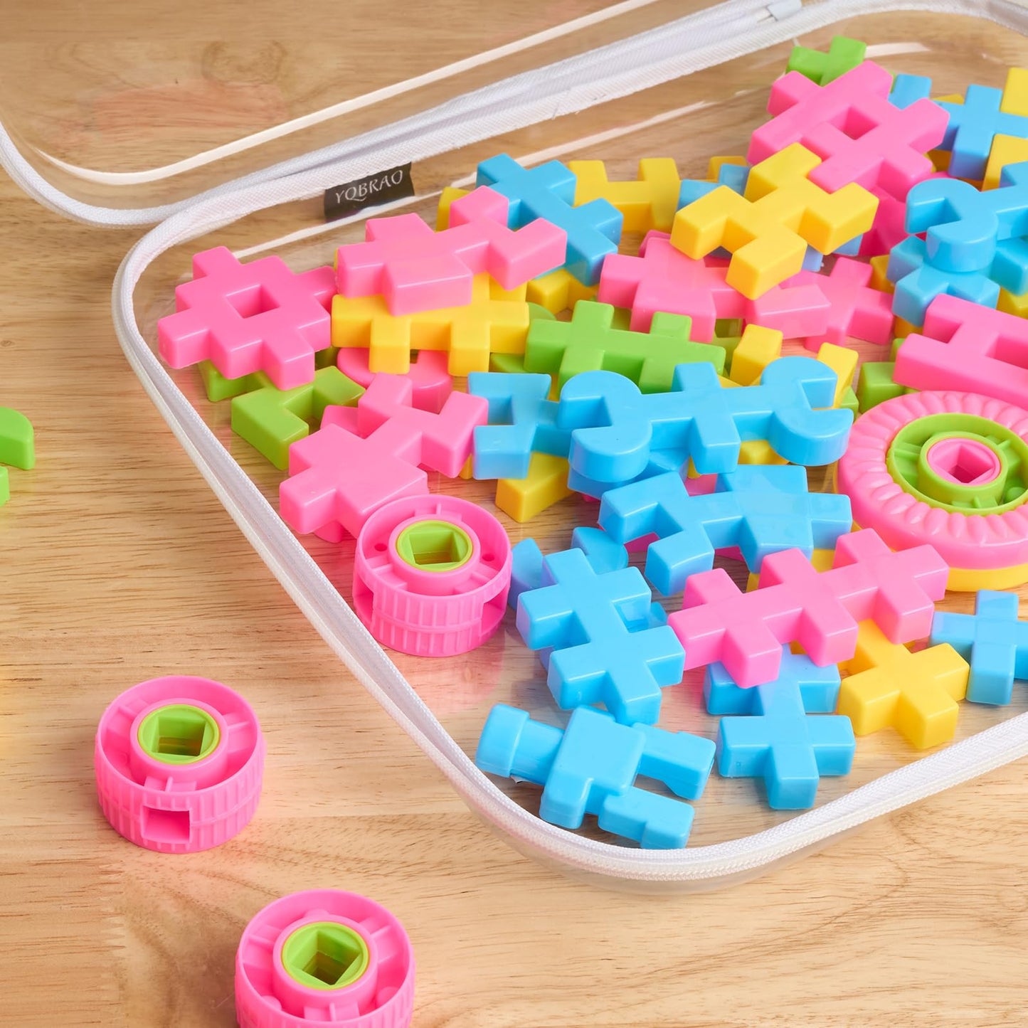 YQBRAO Hard Sided Clear Zipper Case for Storage- Professional-Grade Plastic Clear Zipper Pencil Case,Toy Storage Bins, Toiletry Pouch, Travel Organizer, Cosmetic Bag（White,2 Pack, L）