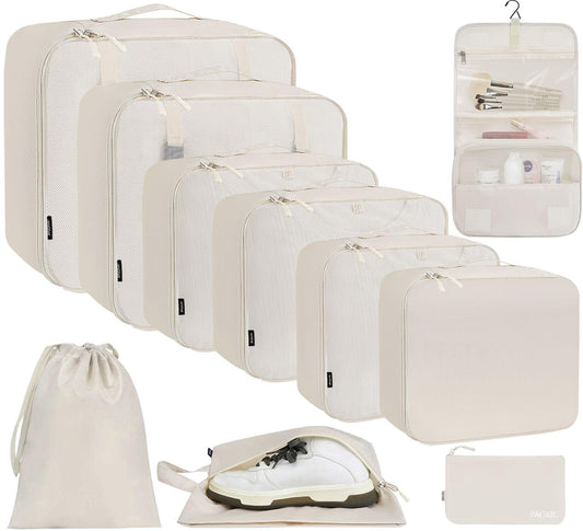 BAGAIL 6 Set/8 Set/10 Set Packing Cubes Various Sizes Packing Organizer for Travel Accessories Luggage Carry On Suitcase