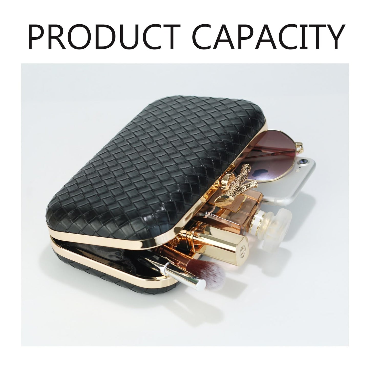 FUKEFUKEUS Woven Clutch Purse for Women Designer Evening Wedding Party Handbags Elegant PU Leather shoulder Bag