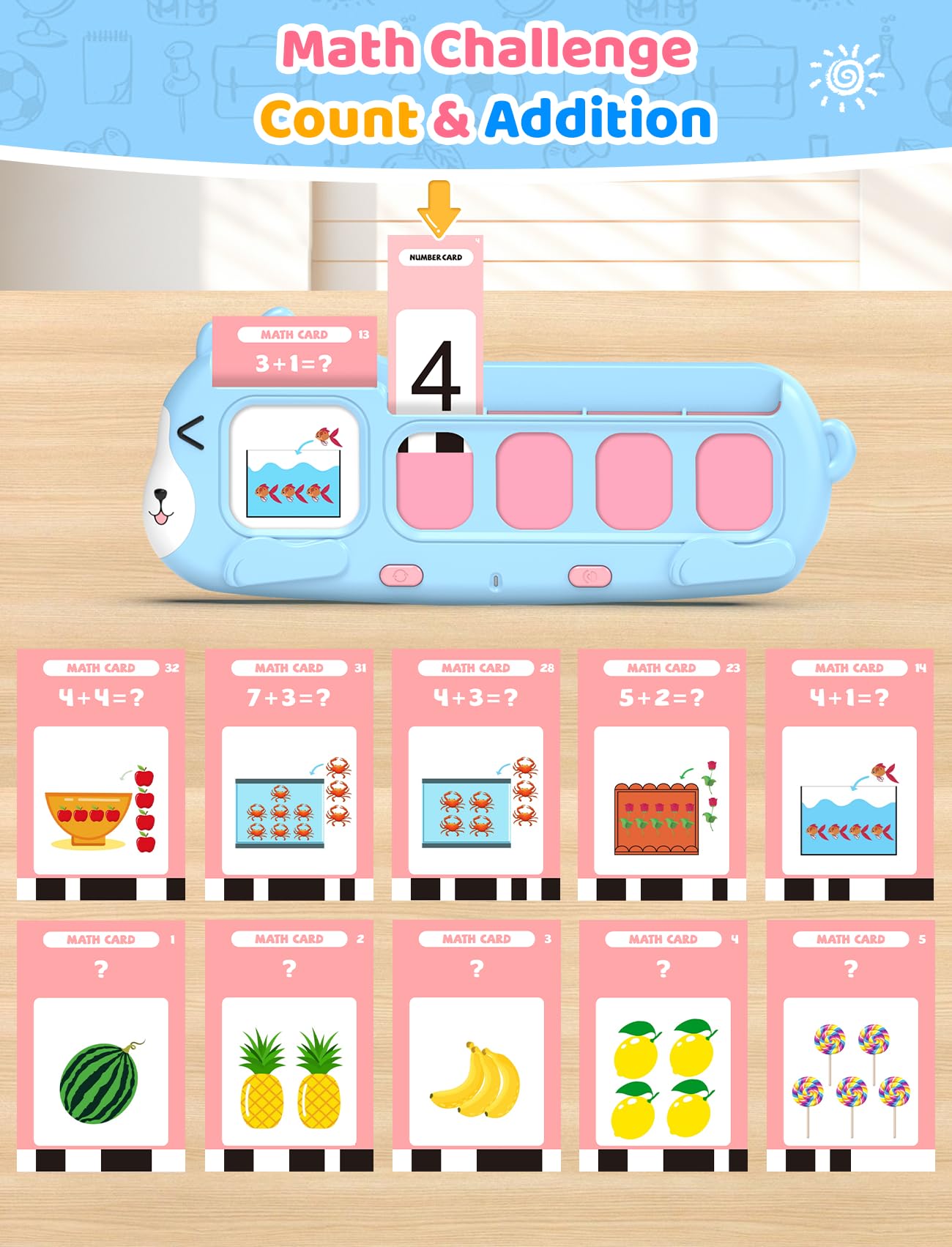 QuTZ Phonics Learning Toy for Preschool Kids – Talking Flash Cards with Sound Machine, Word Blending & Math Games – Educational Reading & Counting Activity Set 4-8