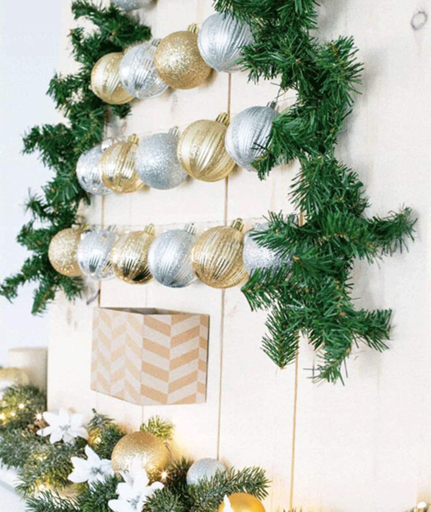 Prelit Christmas 9 Ft Battery Operated Garland with 50 LED Lights - Lighted Xmas Mantel Decor