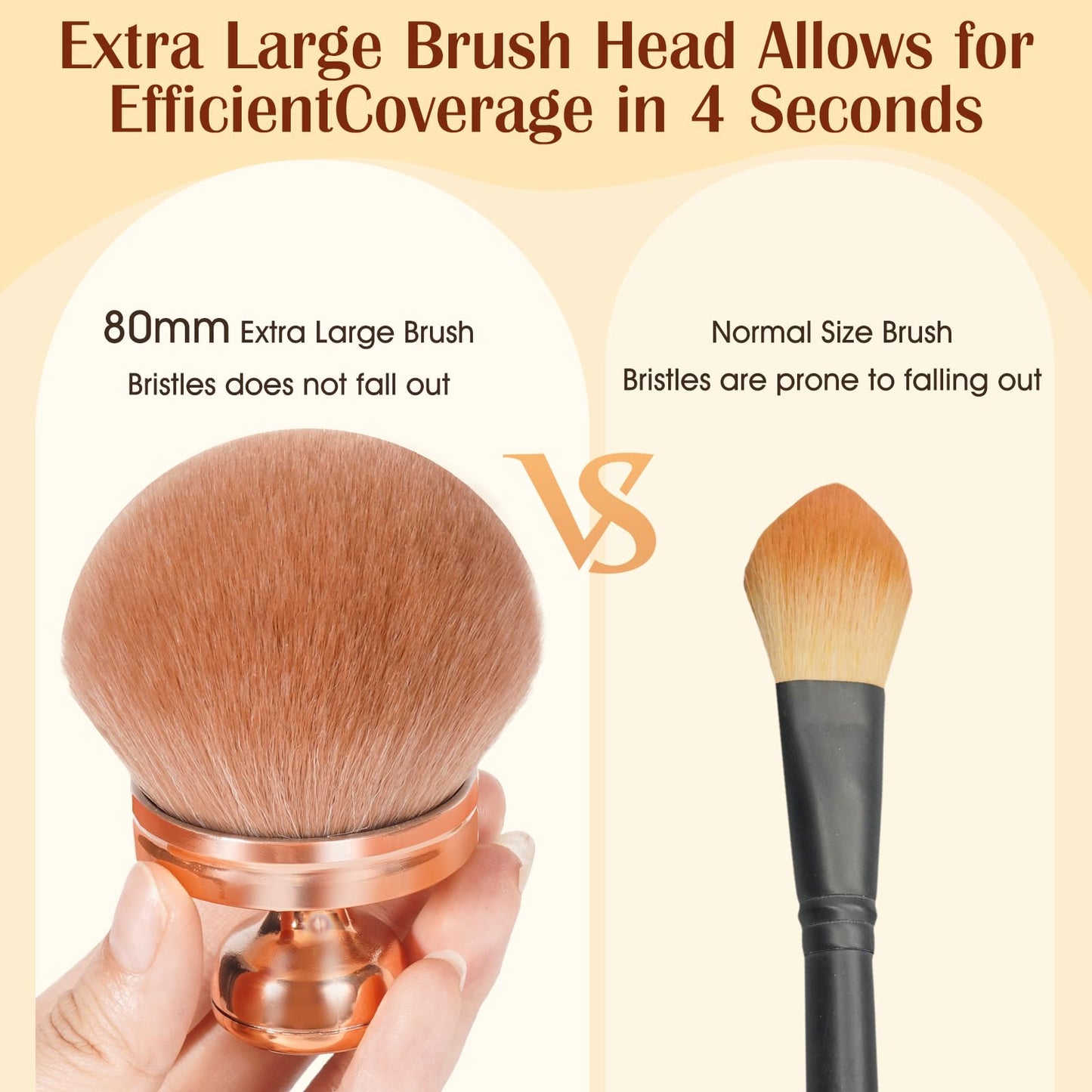 Extra Large Tanning Brush Self Tanner Brush 3.2inch Kabuki Tanning for Self Tan Back Applicator Wide-headed Blend Blur Body Makeup Kabuki Foundation Body Tanner With Drawstring Bag (Rose gold)