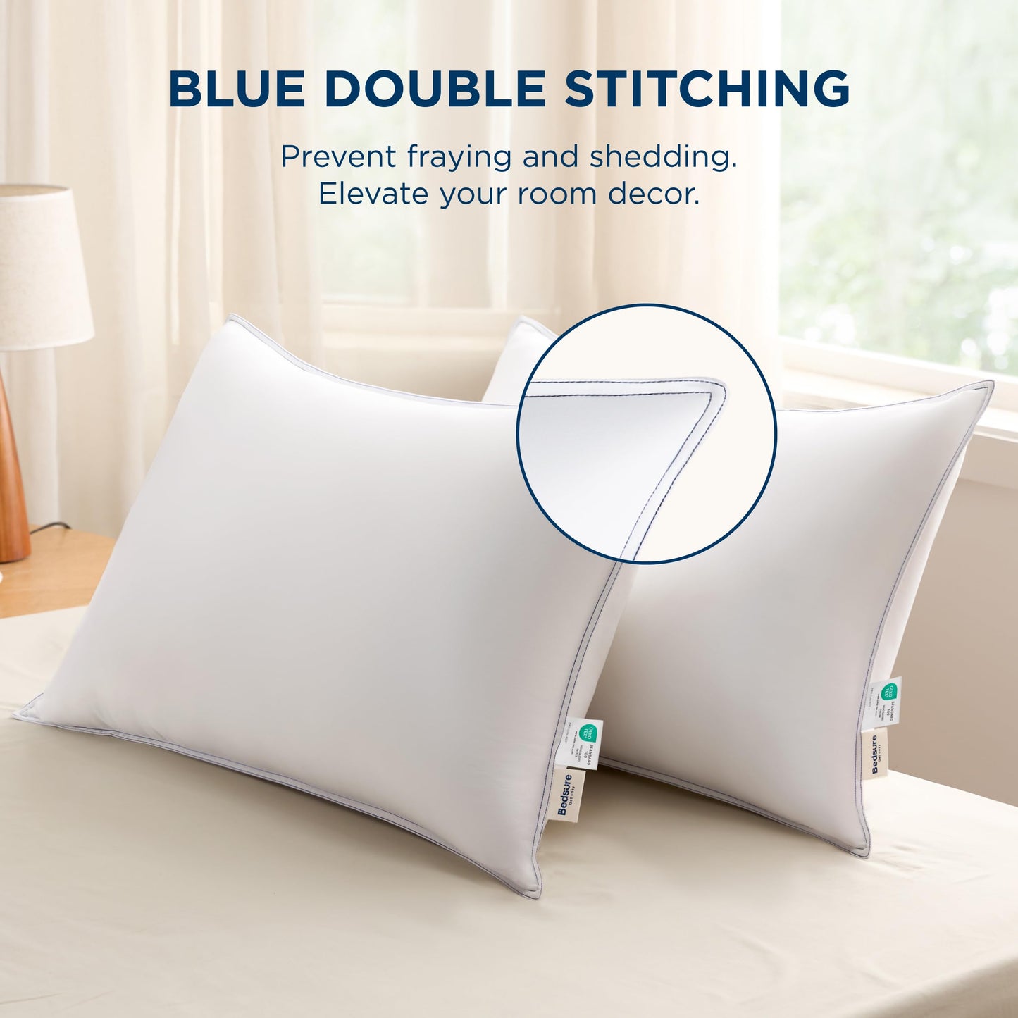 Bedsure Queen Pillows Set of 2, Prewashed Ultra-Soft Bed Pillows, Hotel Luxury Down Alternative Filling, Breathable & Fluffy for Back, Side, Stomach Sleepers