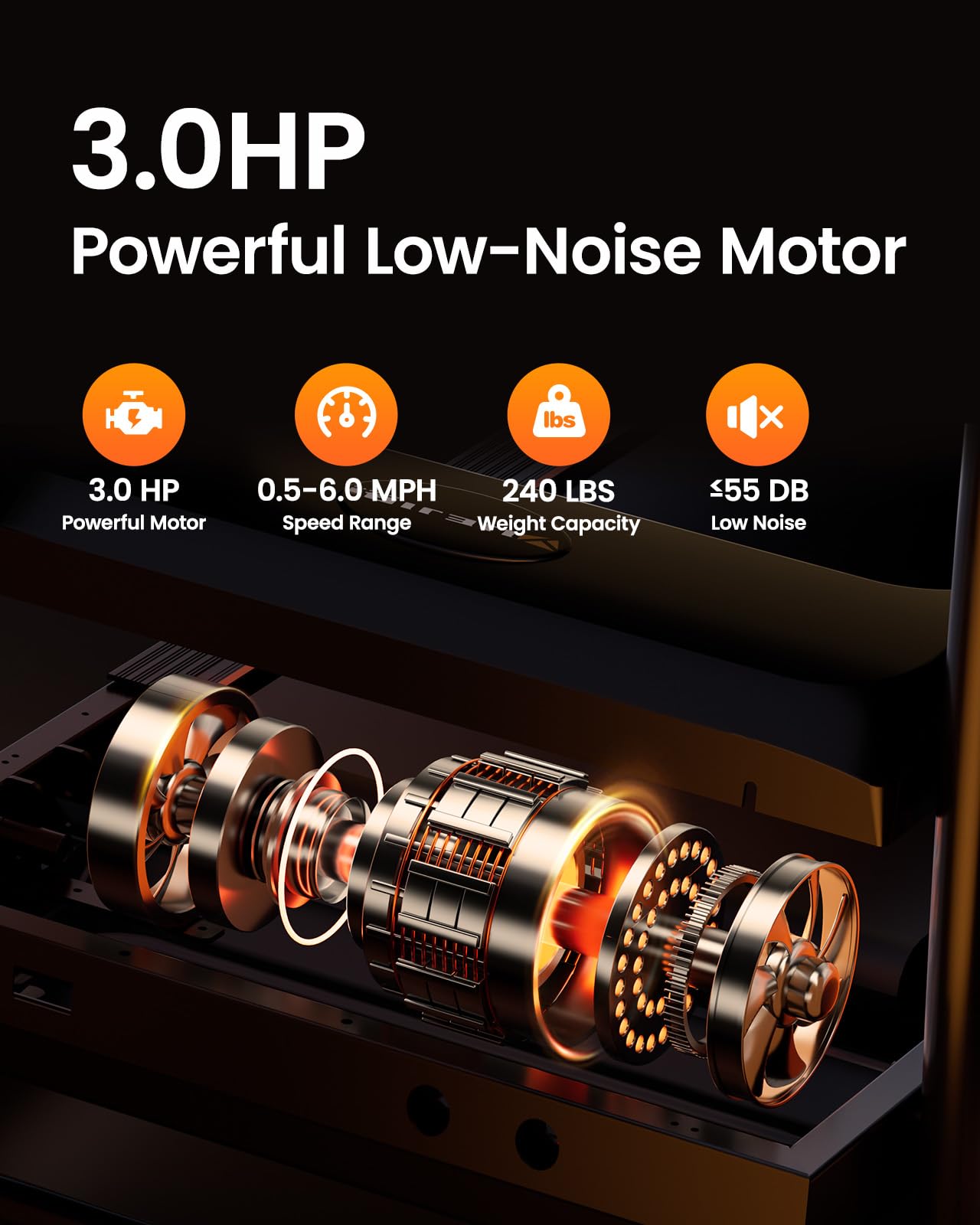 YUEJIQI Treadmills for Home, 3.0HP Folding Treadmill with Incline, Small Space Portable Running Machine, 240 Lbs Capacity with 12 Preset PROG, LED Display, Speaker and Cup Holder