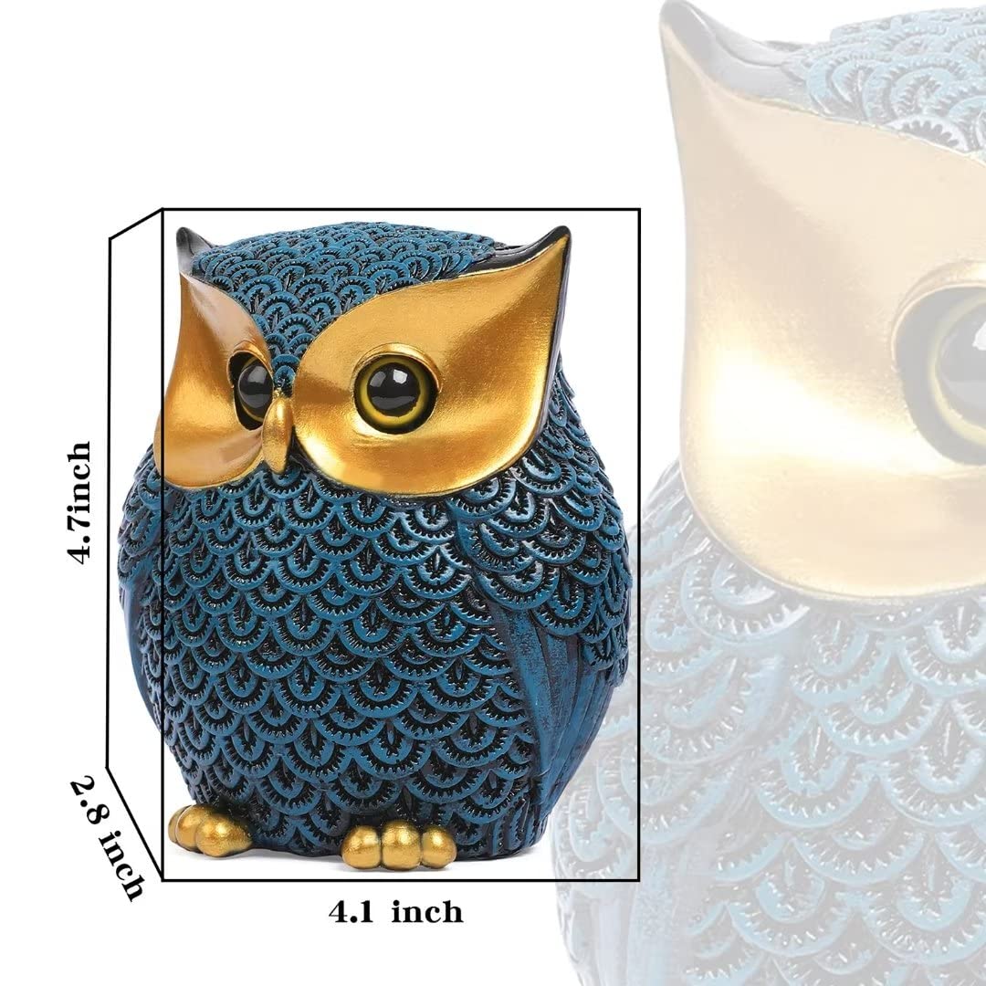 Artpaul Owl Figurines Home Decor Accents Small Décor Items for Shelf Decorations for Living Room Office, Gifts for Owl Lover (Blue)