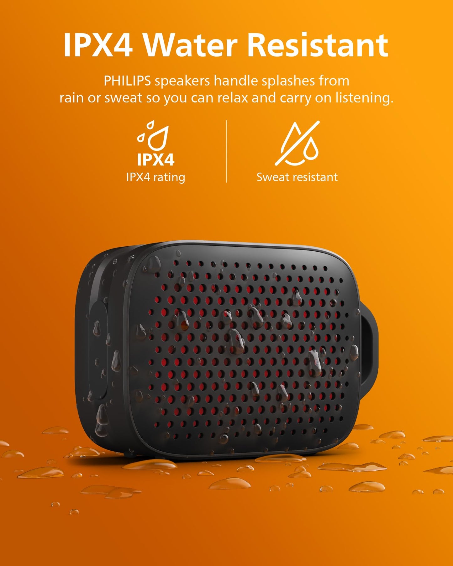 PHILIPS S1209 Portable Bluetooth Speaker,Wireless Speakers with Extra Bass,Quality Sound,12 H Battery,TWS Pairing,Support Stereo Sound,Bluetooth 5.3,IPX4 Waterproof,for Indoor & Outdoor,Small,Black
