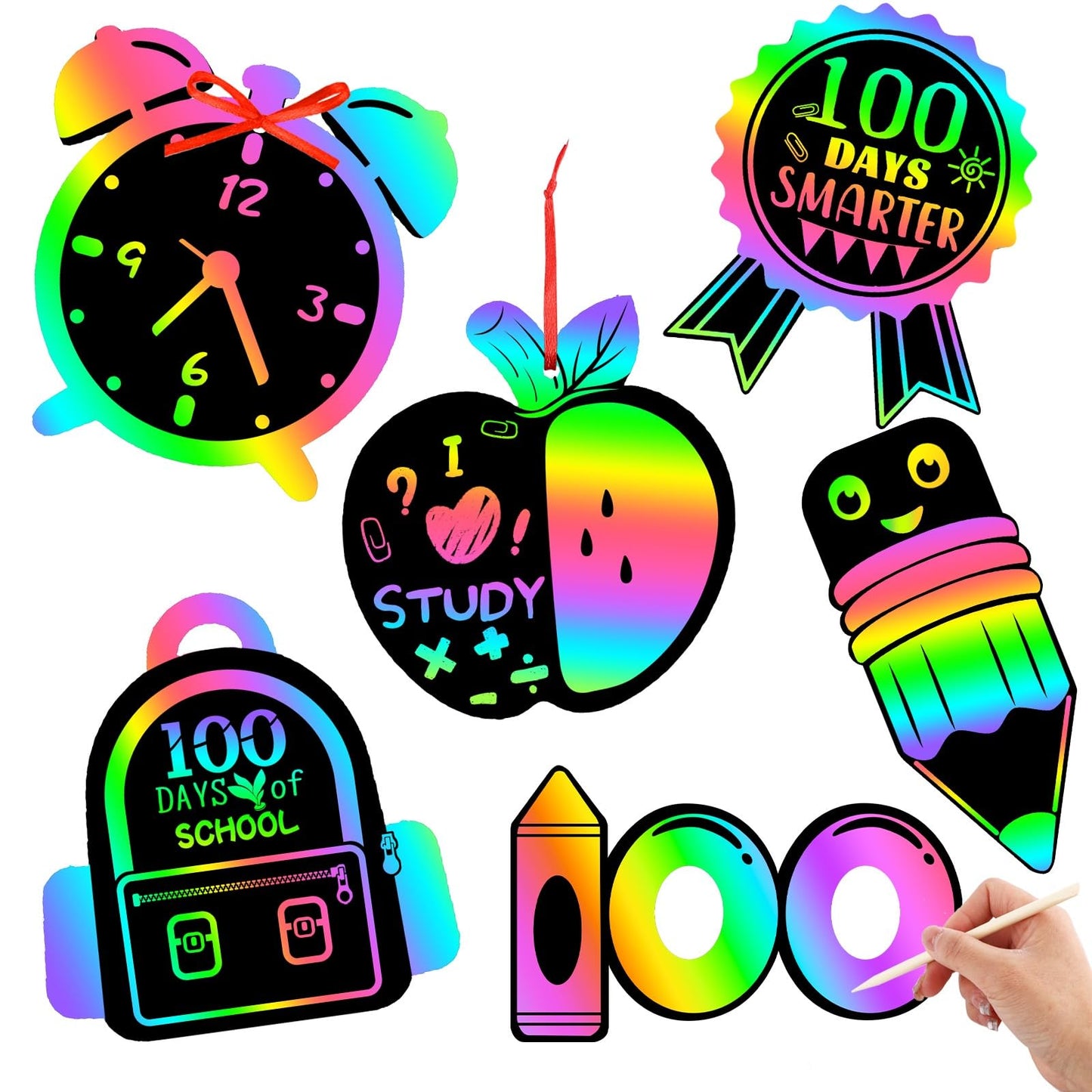 JULMELON 36 PCS Summer Crafts, Rainbow Scratch Art Summer Gifts Magic Color Ice Cream Scratch Cards DIY Sweet Candy Ornament for Party Favors School Activities