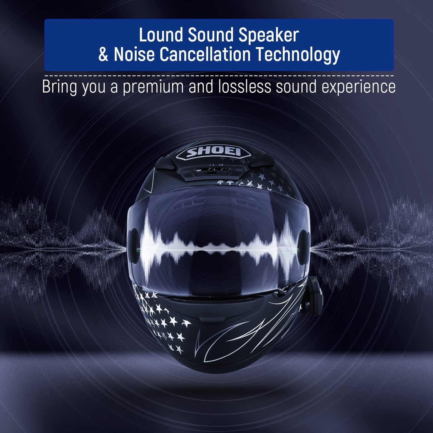 LEXIN B4FM Motorcycle Bluetooth Headset, 10 Riders Helmet Bluetooth Intercom, Universal IP67 Communication Systems with Music Sharing, Noise Cancellation, FM Radio, Fit for Snowmobile, 2 Pack