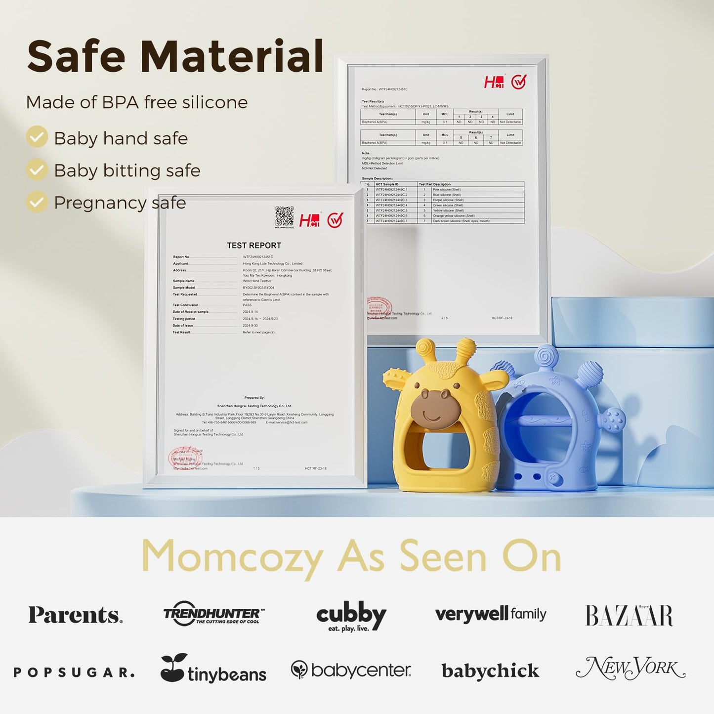 Momcozy Baby Teether Toys | Baby Teething Toys | Baby Teething Relief | Food Grade Silicone Teether Baby Toys | Baby Teether 0-6 Months | Teething Toy 6-12 Months | Baby Essential | Yellow