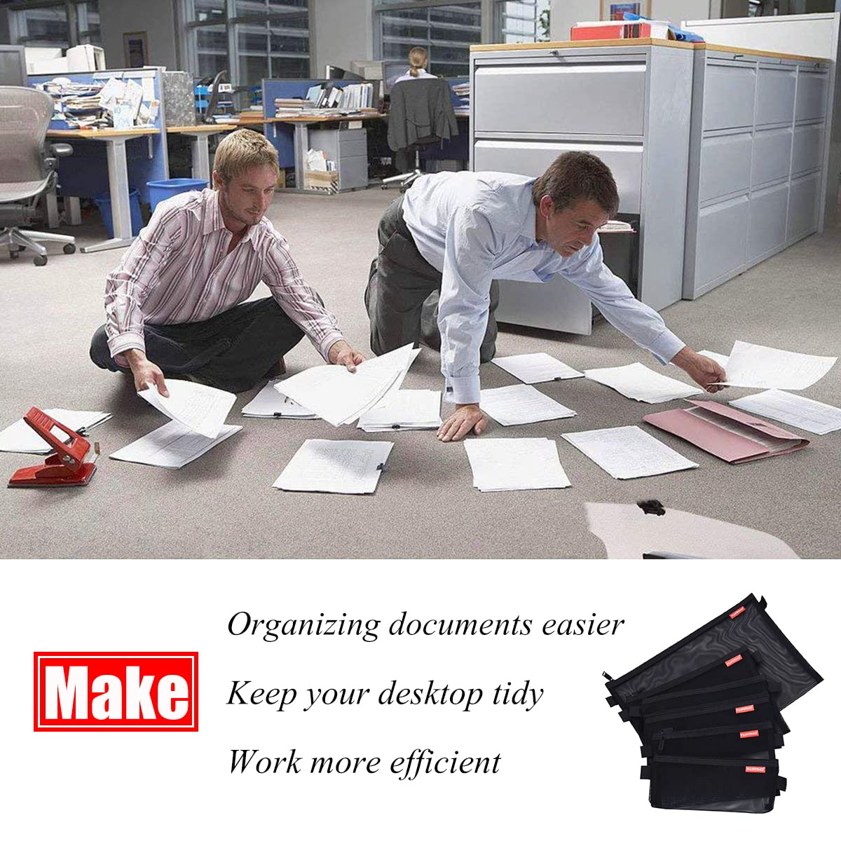 Pendancy Mesh Zipper Pouch 5pcs Lightweight Nylon File Folders Document Organizer Cosmetic Bags Accessories Storage for Travel and Office Supplies (Black, A4 A5 A6)